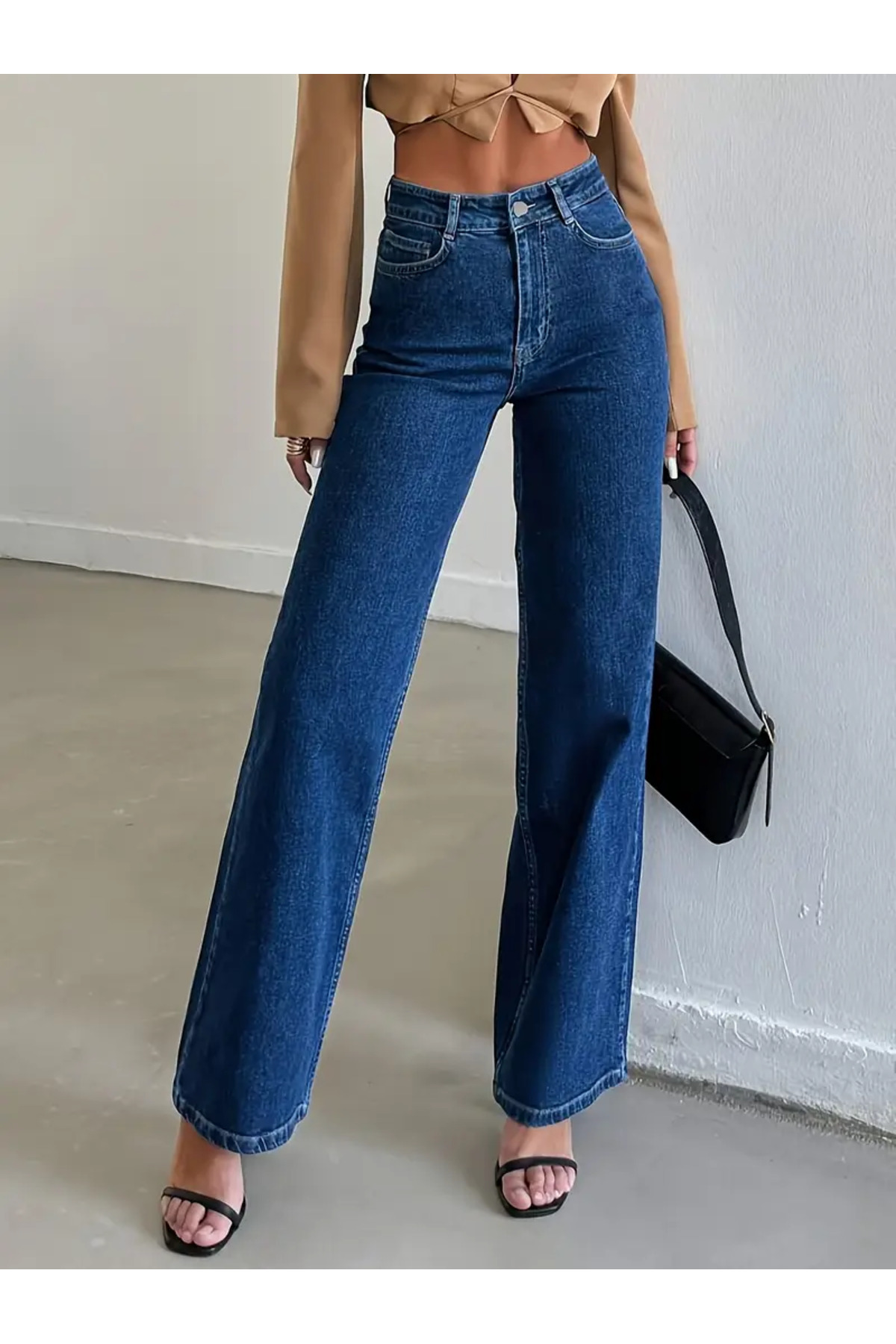Astrid Women's Blue Jeans Palazzo Loose Fit Jean High Waist Denim Jeans Beekeplzomavi