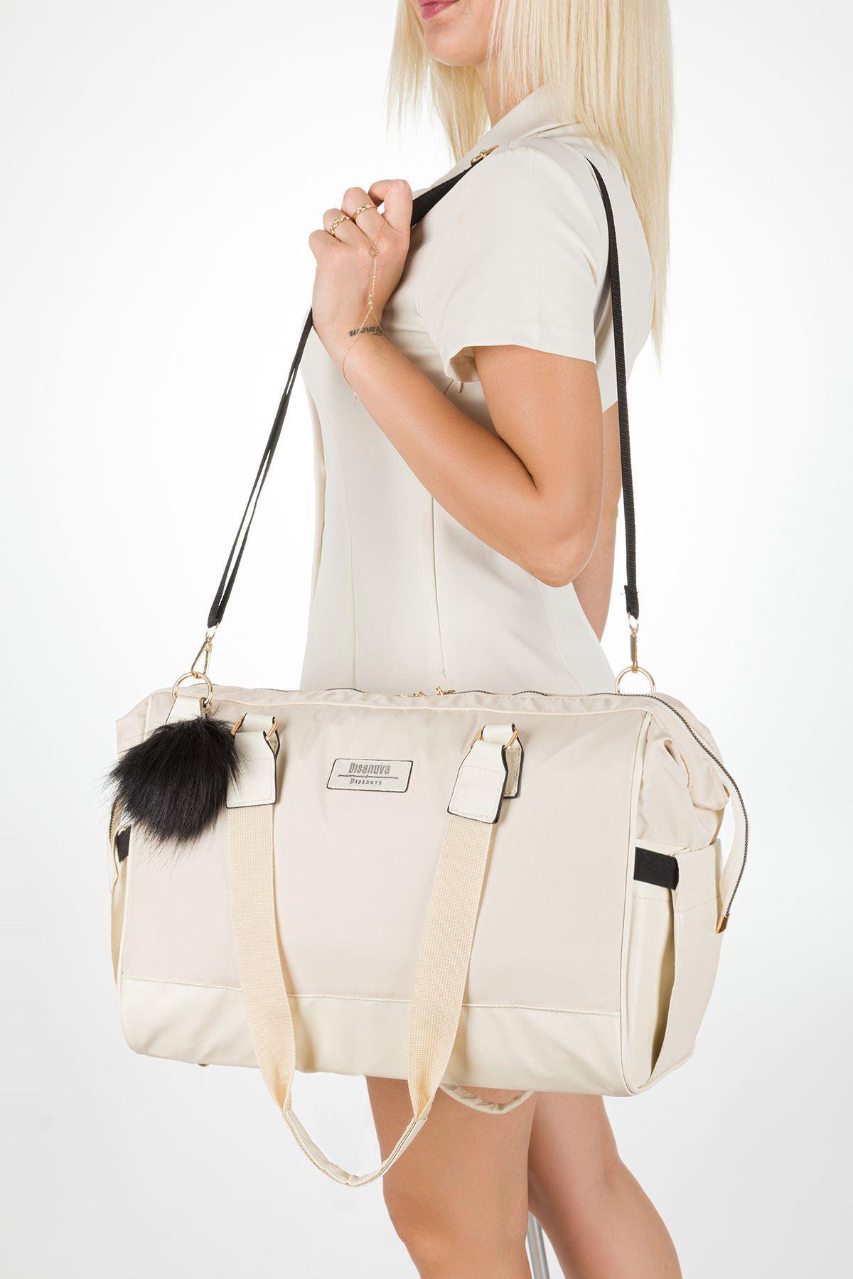 Papyon Baby Kids Alaçatı Bondit Suni Deri Kumaş Biberon Termoslu Omuz Askılı Valiz Model Bebek Bakım Çantası fotoğrafı 4 (önizleme)