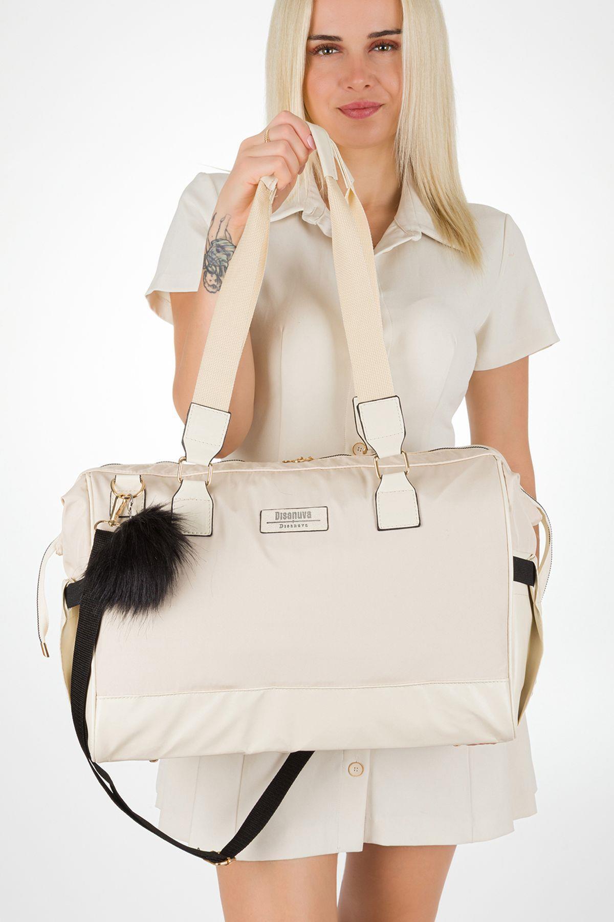 Papyon Baby Kids Alaçatı Bondit Suni Deri Kumaş Biberon Termoslu Omuz Askılı Valiz Model Bebek Bakım Çantası fotoğrafı 3 (önizleme)