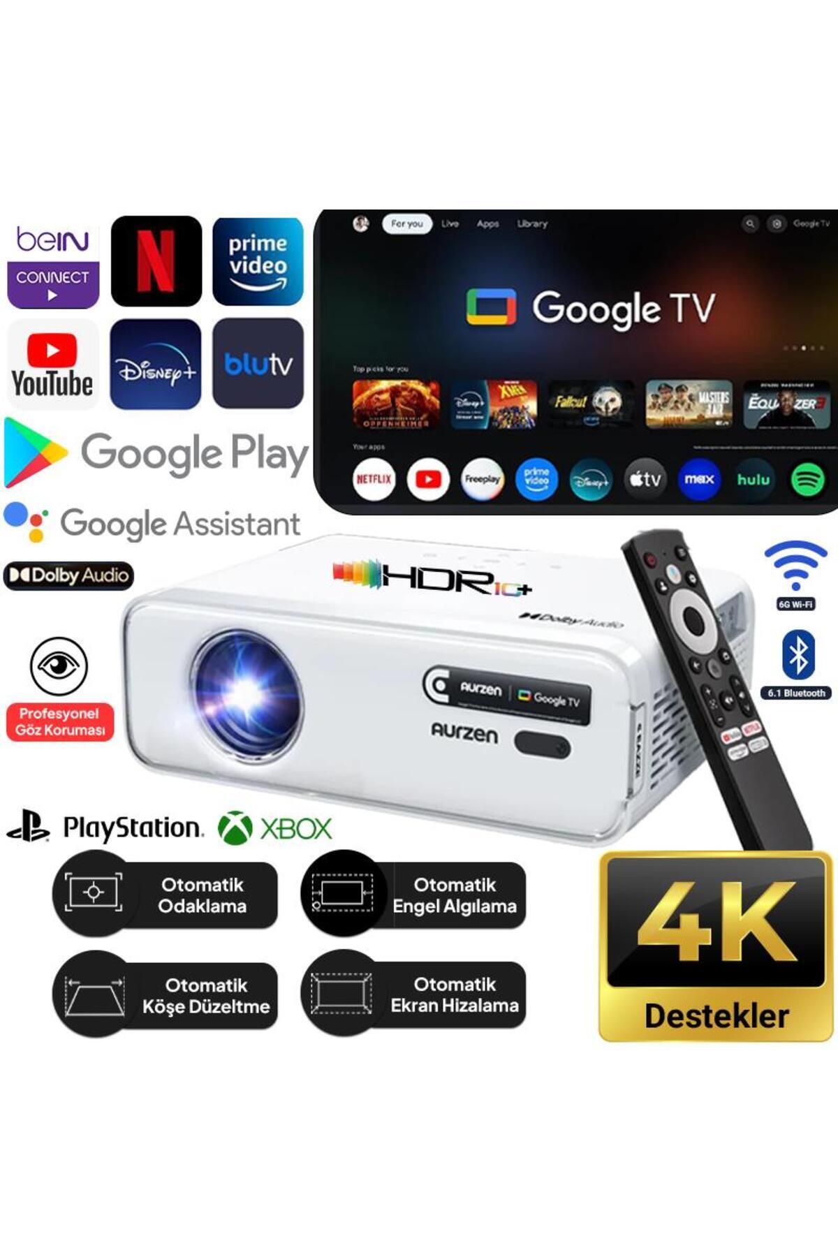 Vankyo Aurzen D1G Android Google TV 4K Destekli Projeksiyon Cihazı