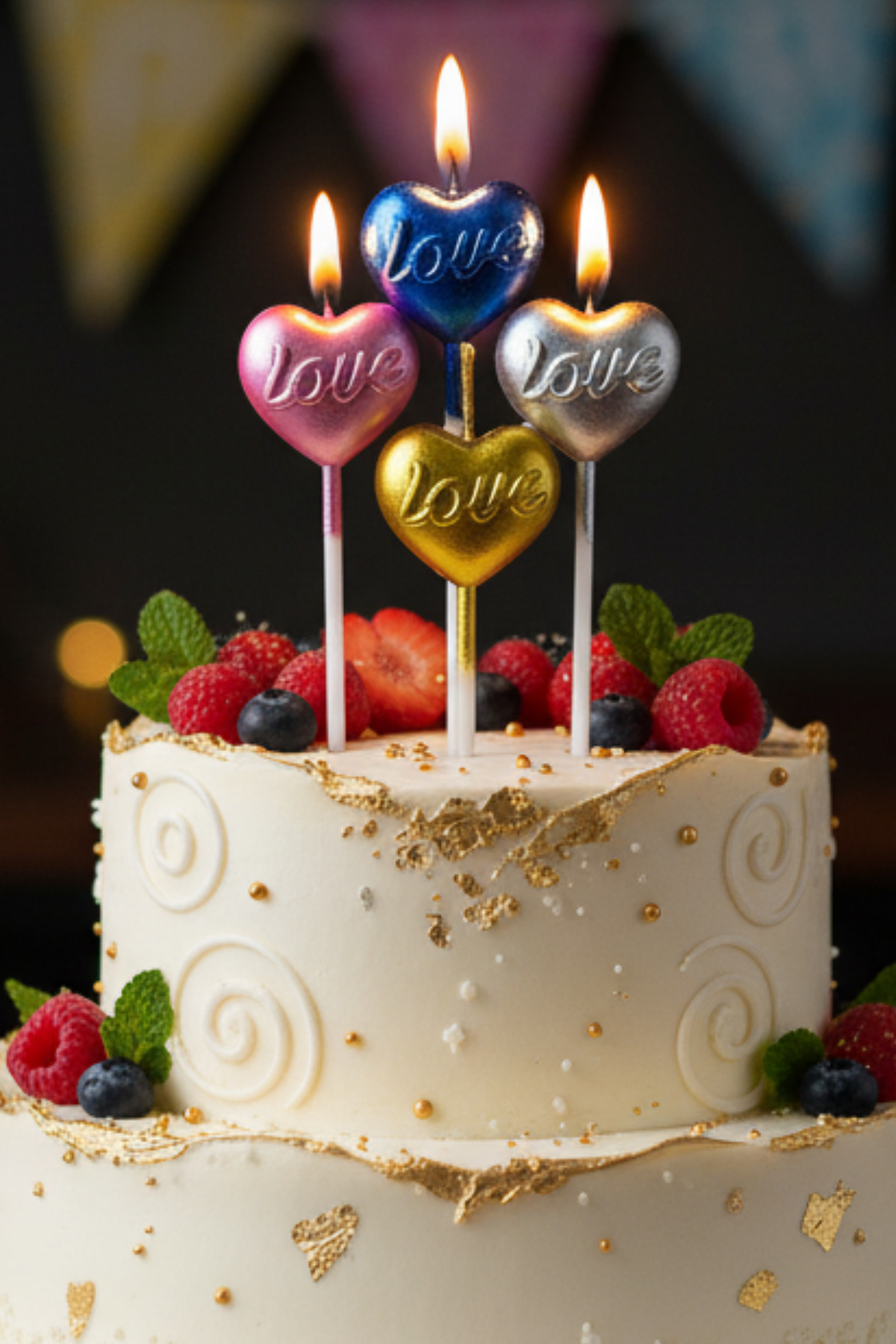 Heart Heart 4 Colored Heart Candle Valentine Birthday Special Day Celebration Candle