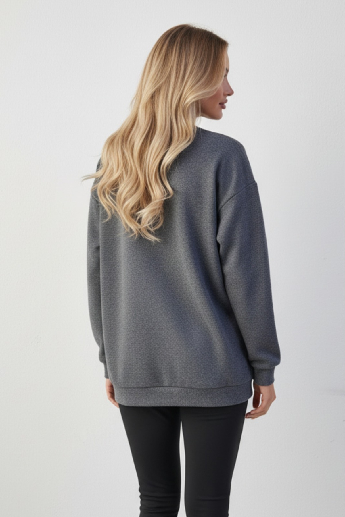 KOZİA OUTDOORS baskılı oversize unsex bisiklet yaka kadın sweatşhirt görsel 3