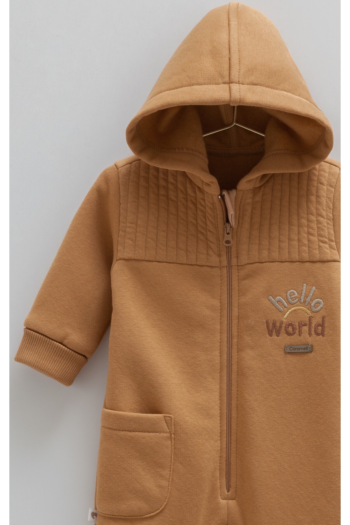 Caramell Erkek Bebek Tulumu 3 İplik Şardonlu, Kapüşonlu Kışlık Bebek Tulumu 1-12 Ay arası fotoğrafı 2 (önizleme)