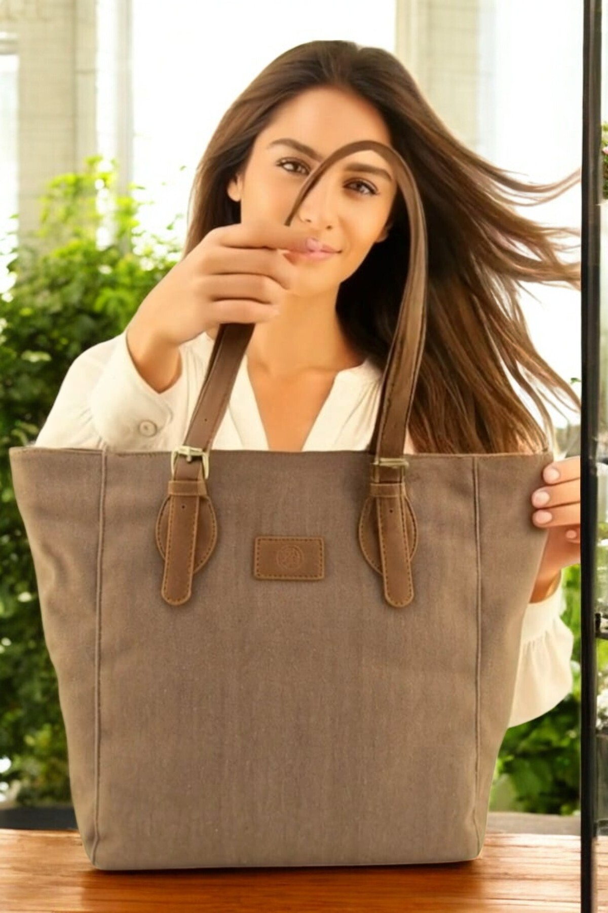 Kadın Su Geçirmez Kanvas Kol Çantası