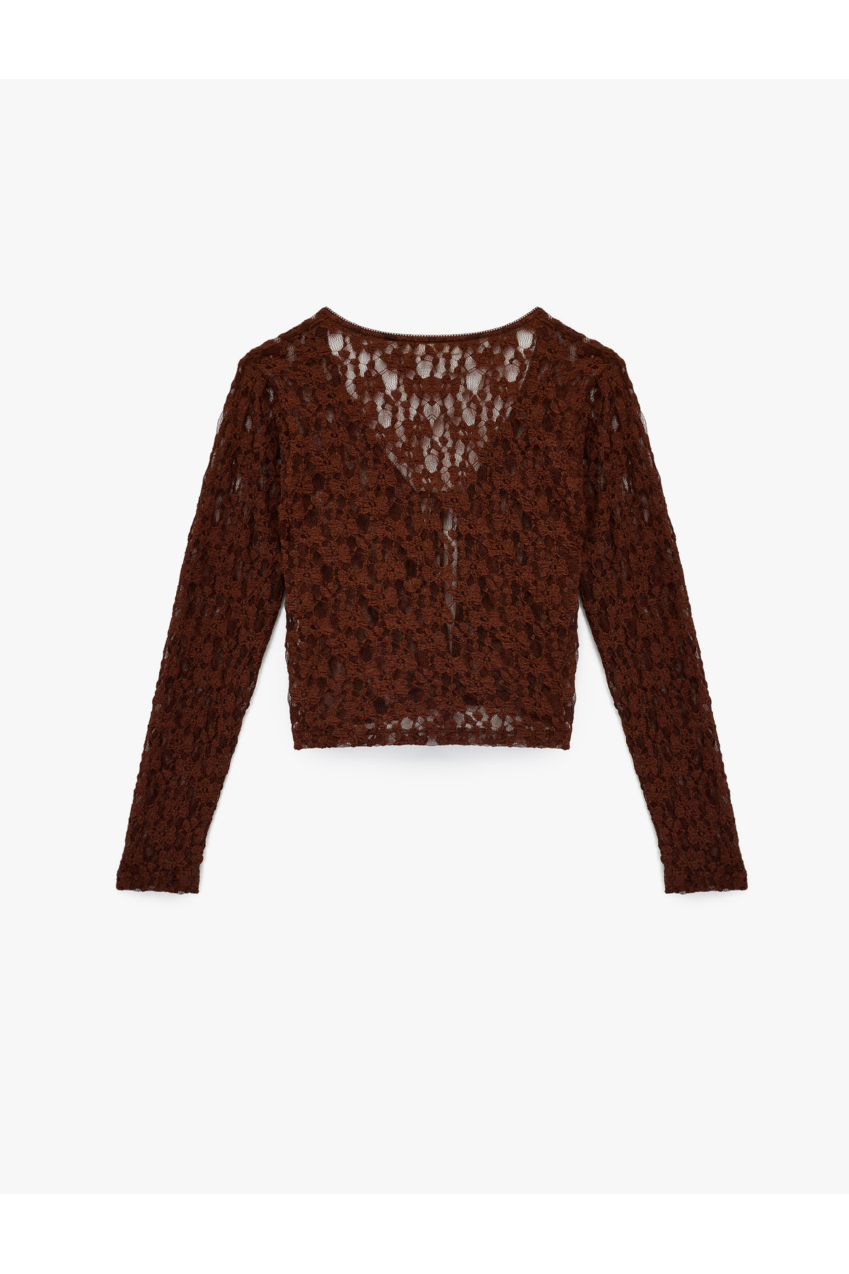 Koton  Bağlama Detaylı Uzun Kollu V Yaka Dantel Hırka - Görsel 4