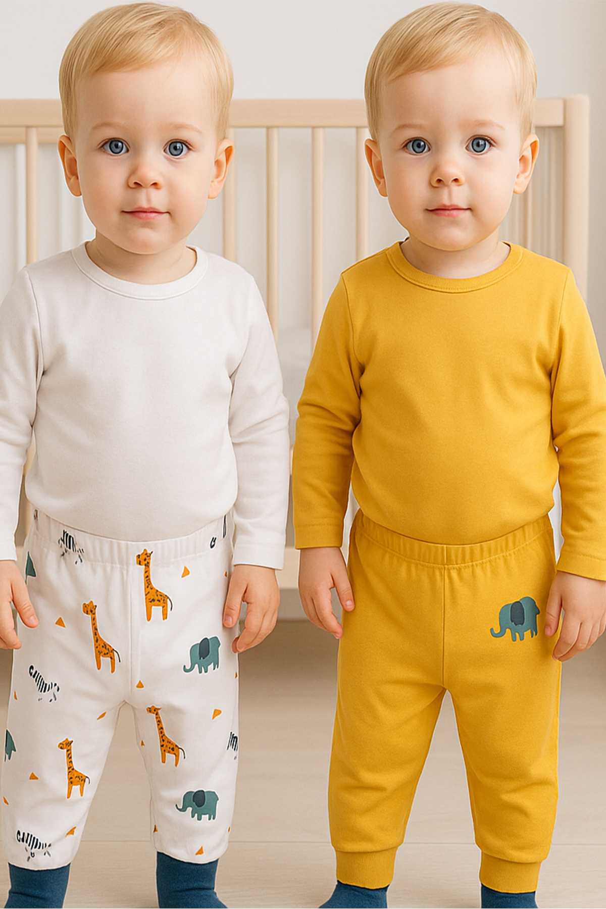 Melekpare Bebek&Çocuk Organik Patikli Pantolon Kendinden Çoraplı Alt Pijama Mevsimlik Pamuk 2'li Set fotoğrafı 4 (önizleme)