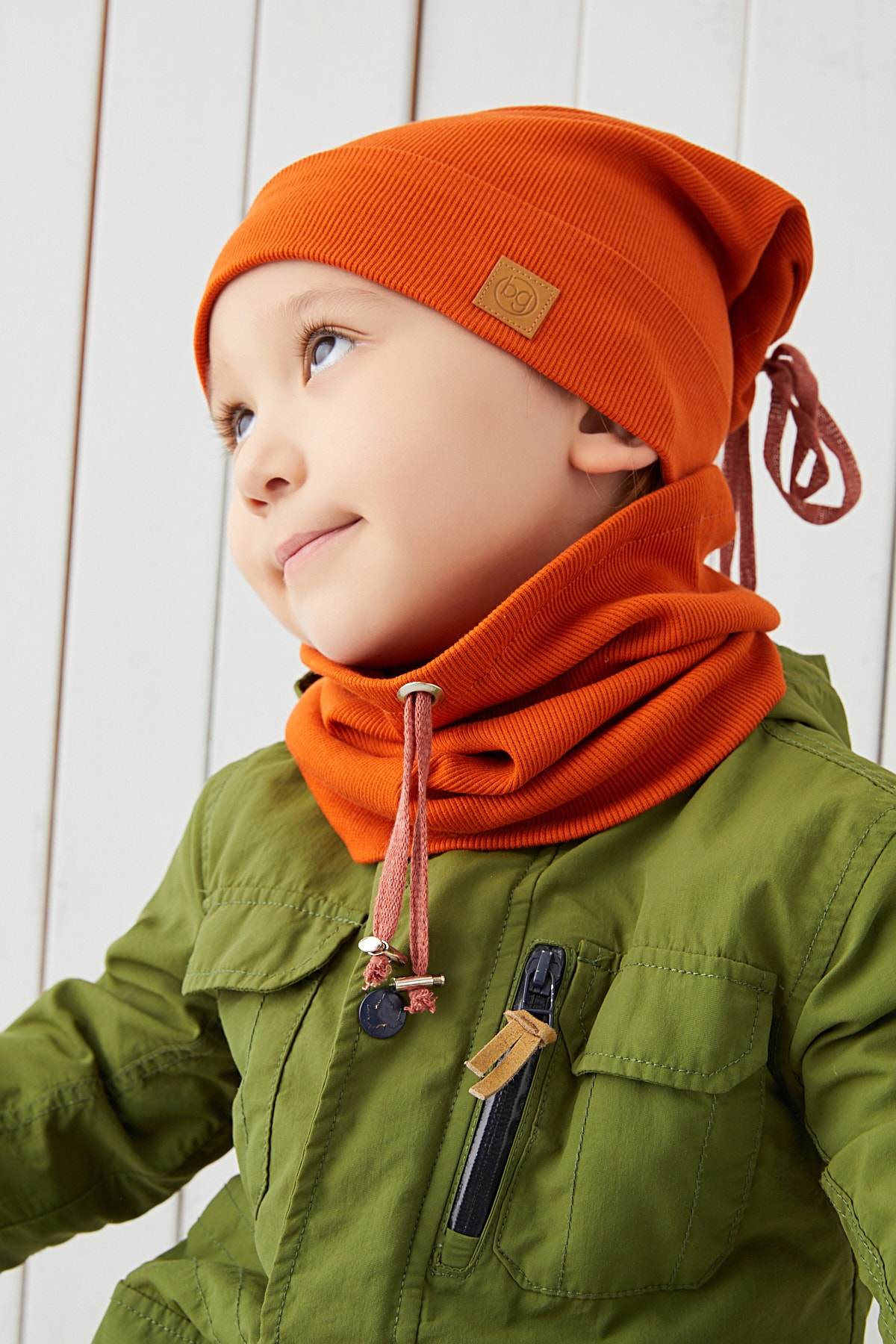 Erkek Bebek Çocuk Kiremit İp Detaylı Şapka Bere Boyunluk Takım Rahat %100 Pamuklu Kaşkorse