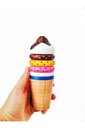 Ahşap Oyuncak Renkli Dondurma Halka Dizme Oyunu dondurma
