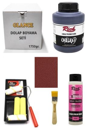 Rich Dolap Boyama Seti Multi Decor Chalked 1750 Gr Siyah Hıgh Gloss Vernik Parlak 500 Cc Glance-Decor-Boya Seti-9Hobima