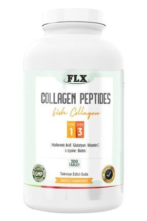 300 Tablet Kollajen Tip 1-3 Multi Balık Collagen Glutatyon Hyaluronik Asit Biotin L.lizin Vitamin C FLX300TİP13