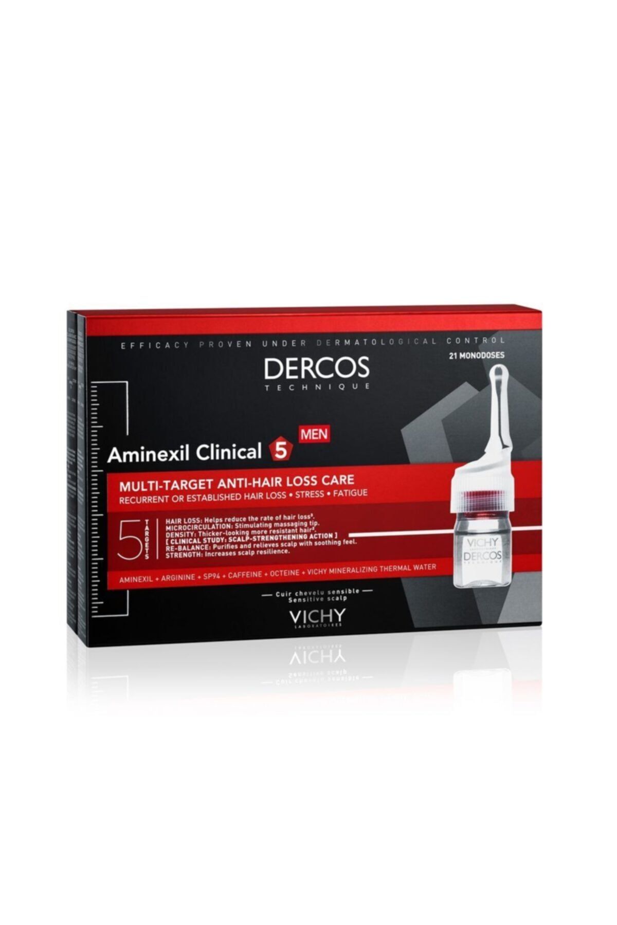 Vichy  سرم ضد ریزش مو مردان Dercos Aminexil Clinical 5 کاهش ریزش مو و تقویت ریشه مو ۲۱ عددی
