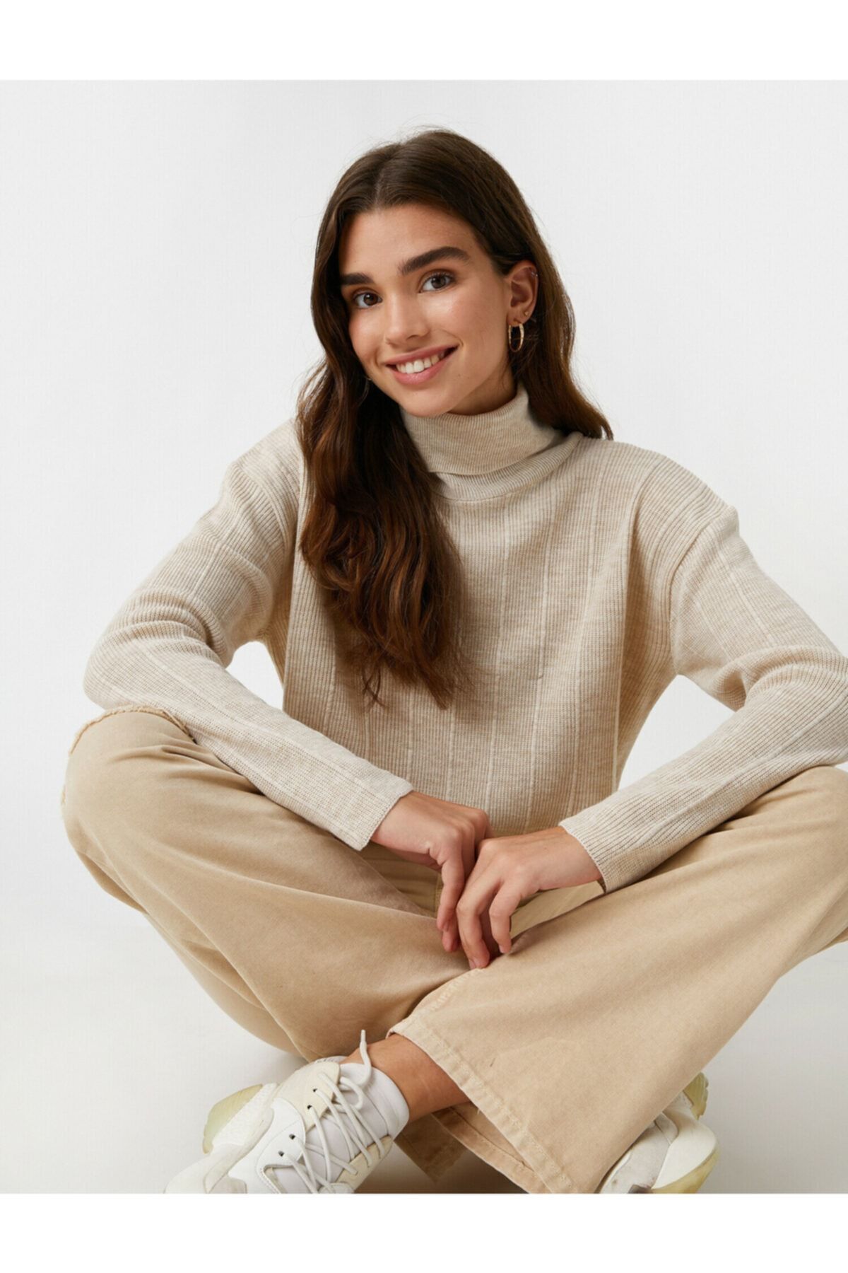 Koton Pullover Ecru Relaxed Fit Fast ausverkauft