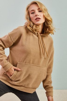 Bianco Luccı Kadın Kapüşonlu Kanguru Cepli Peluş Sweatshirt 30201006