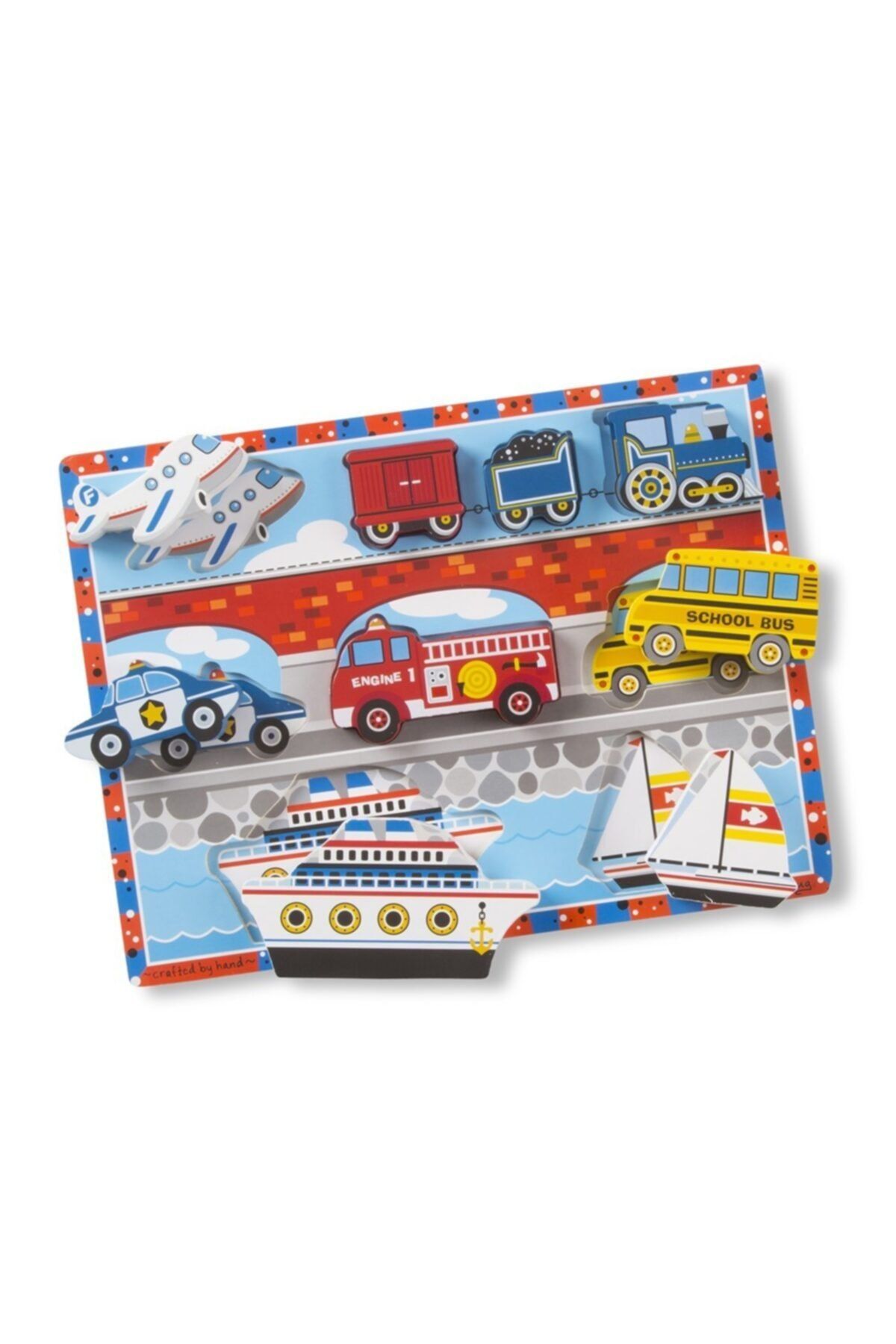 اسباب بازی های چوبی چند رنگ Melissa Doug پازل چاق ملیسا و داگ وسایل نقلیه Melissa & Doug