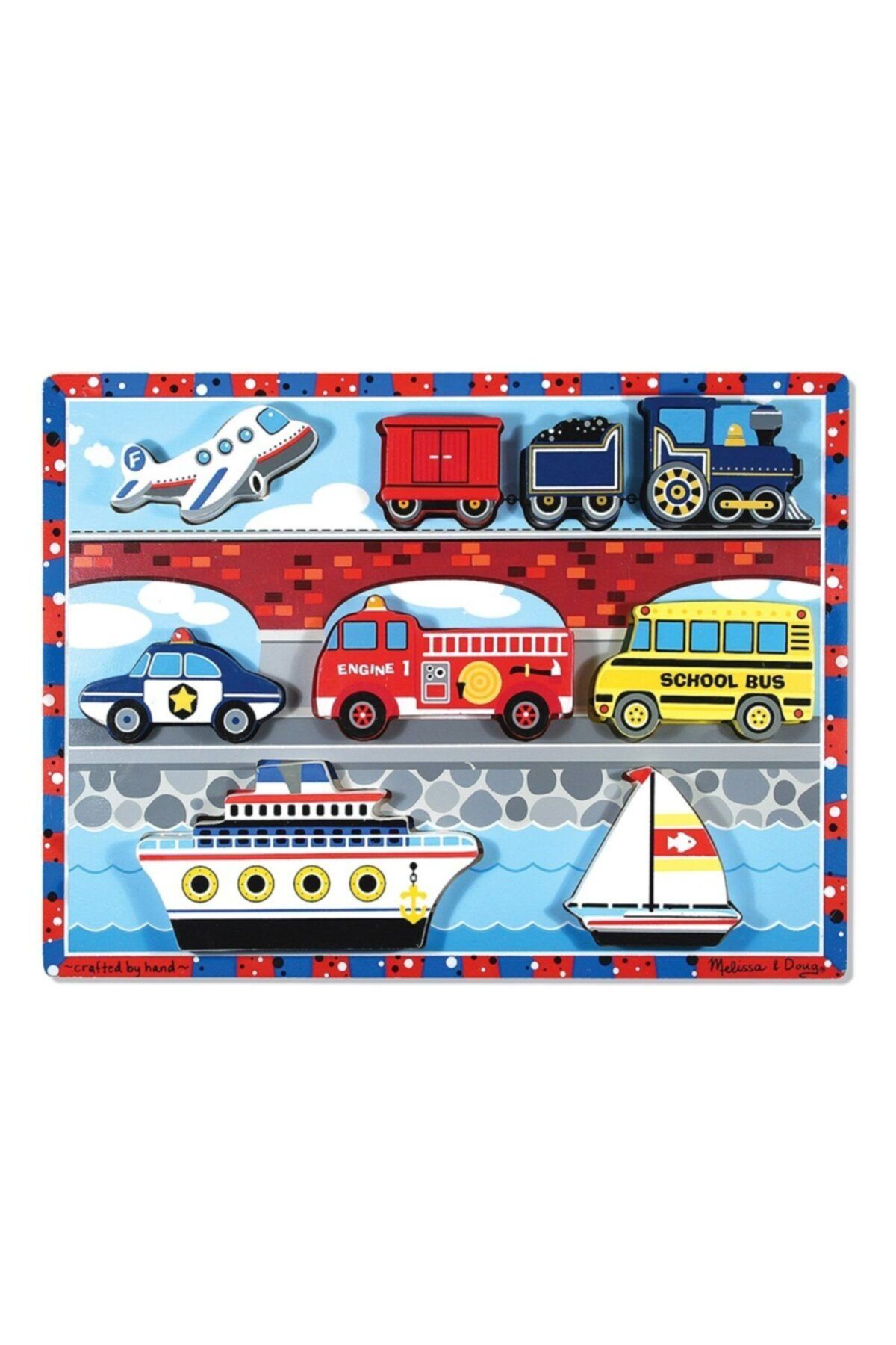اسباب بازی های چوبی چند رنگ Melissa Doug پازل چاق ملیسا و داگ وسایل نقلیه Melissa & Doug