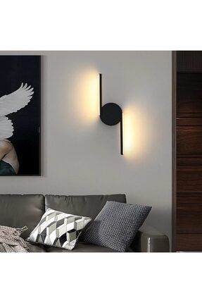 Aspendo Siyah Modern Günışığı Ledli Duvar Lambası Aplik 0020741