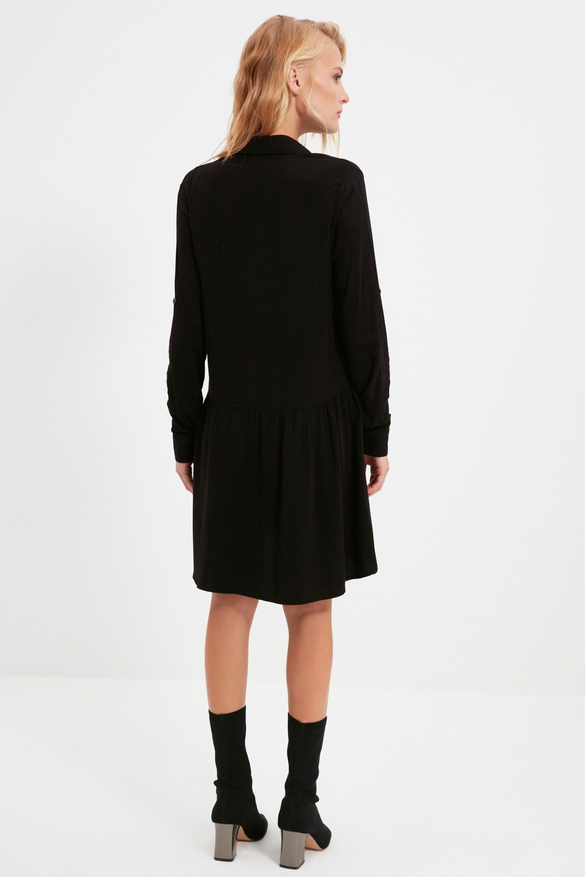 Trendyol Collection-Чорна сукня Gomlek TWOSS19ST0085 5