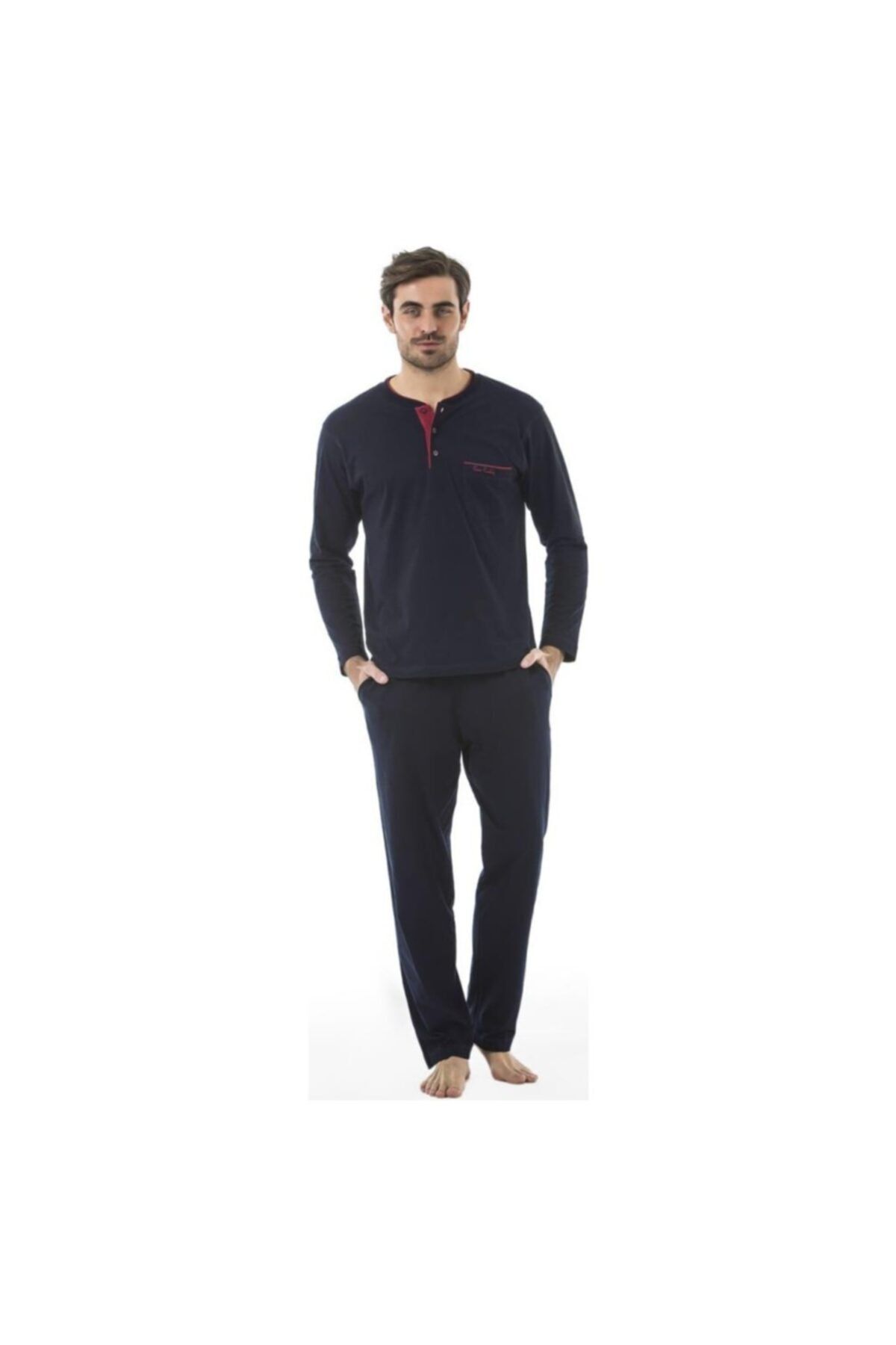 ست پیژامه آبی مردانه لباس خواب سرمه ای 2000 Pierre Cardin