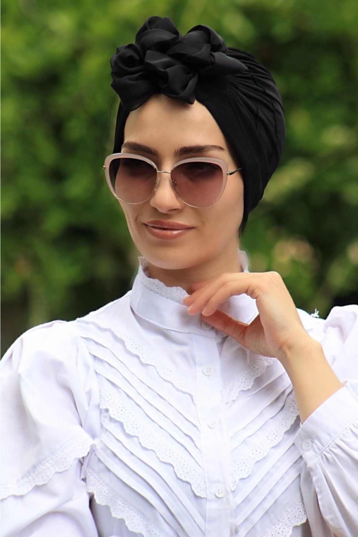 Serit Detaylı Hijab Bone Siyah - Özel Tasarım- Yeni Model Tesettür Giyim