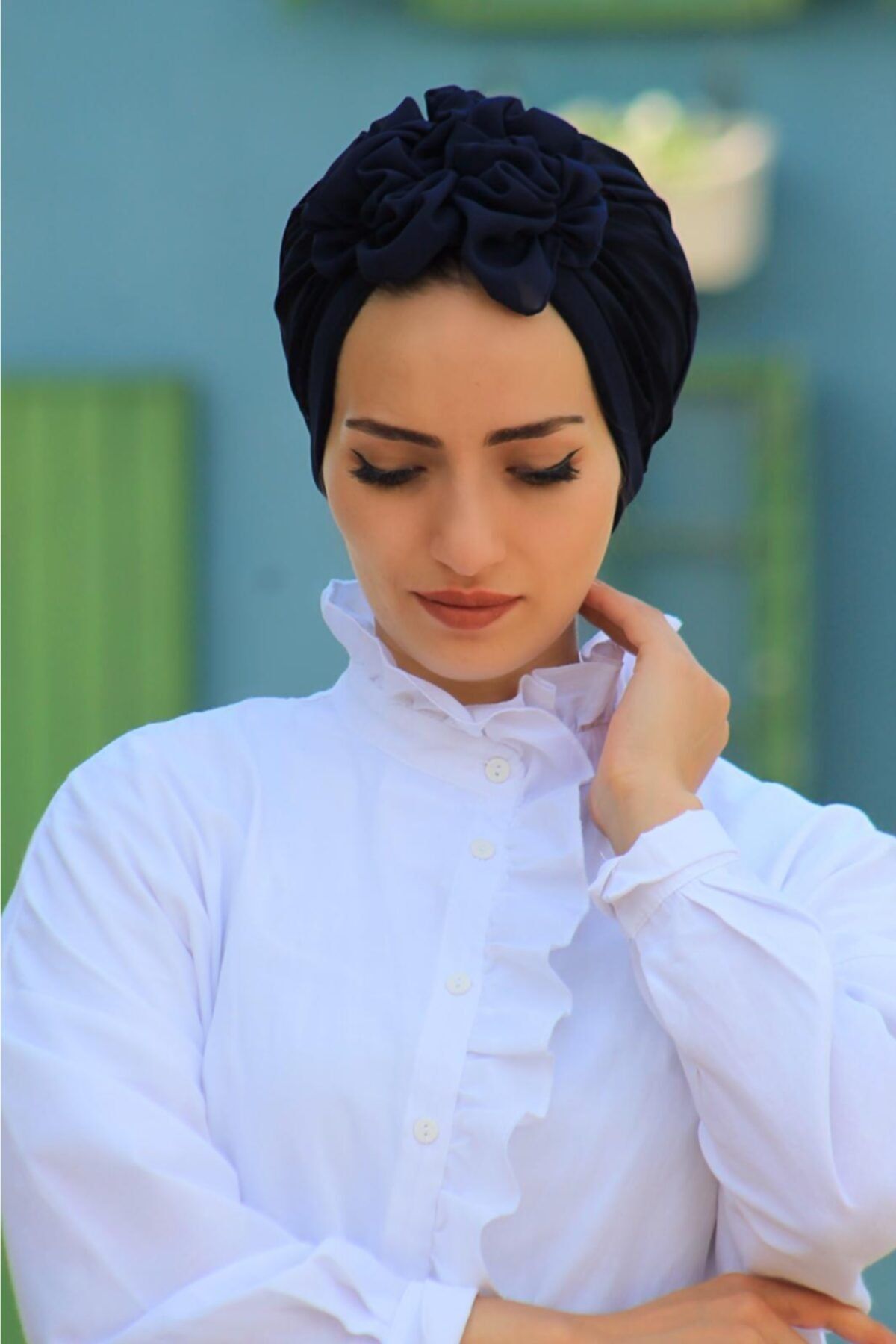 Serit Detaylı Hijab Bone Lacivert - Özel Tasarım- Yeni Model Tesettür Giyim