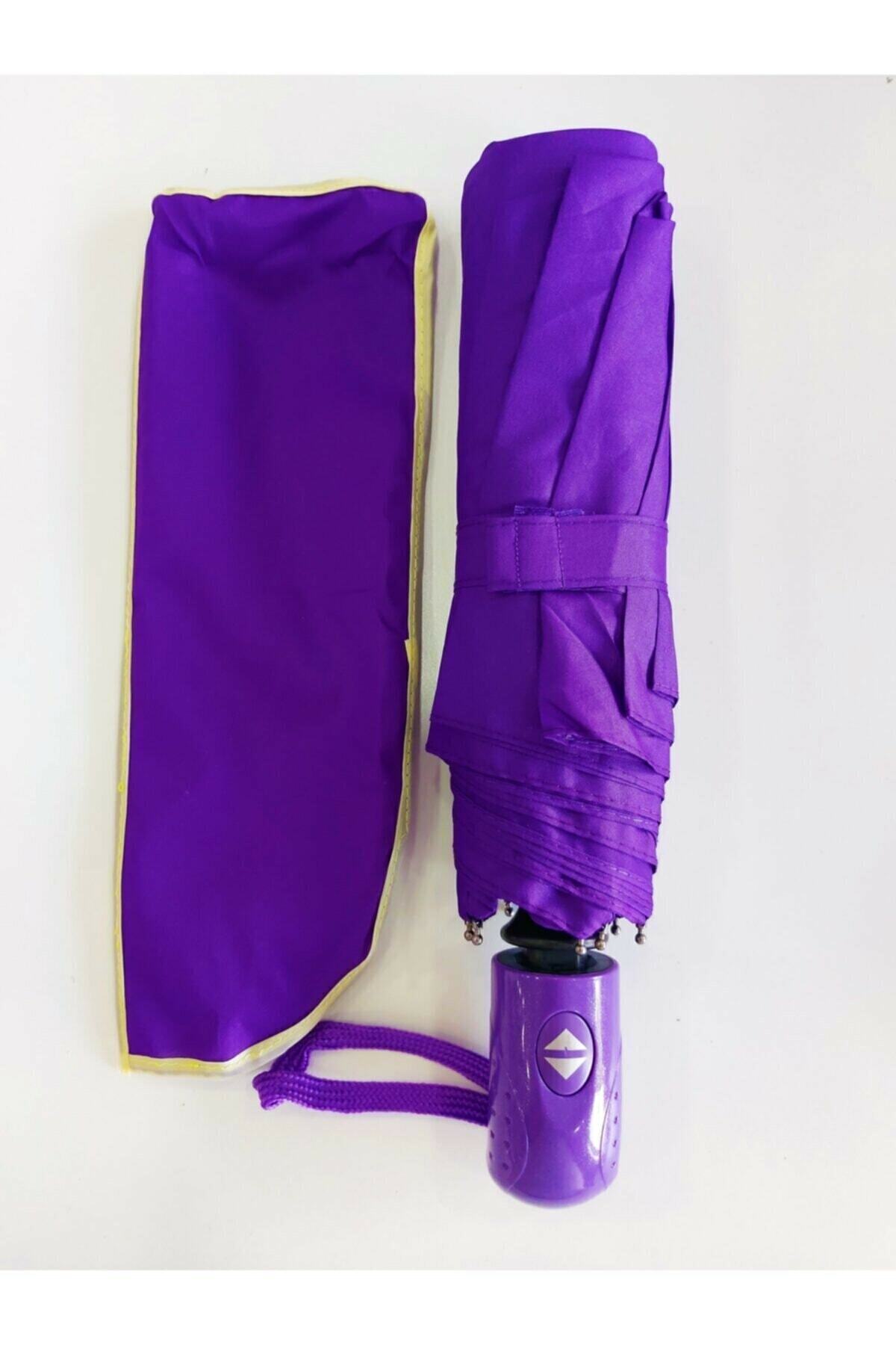 Zzla Unisex Mor Tam Otomatik Rüzgarda Kırılmayan Şemsiye