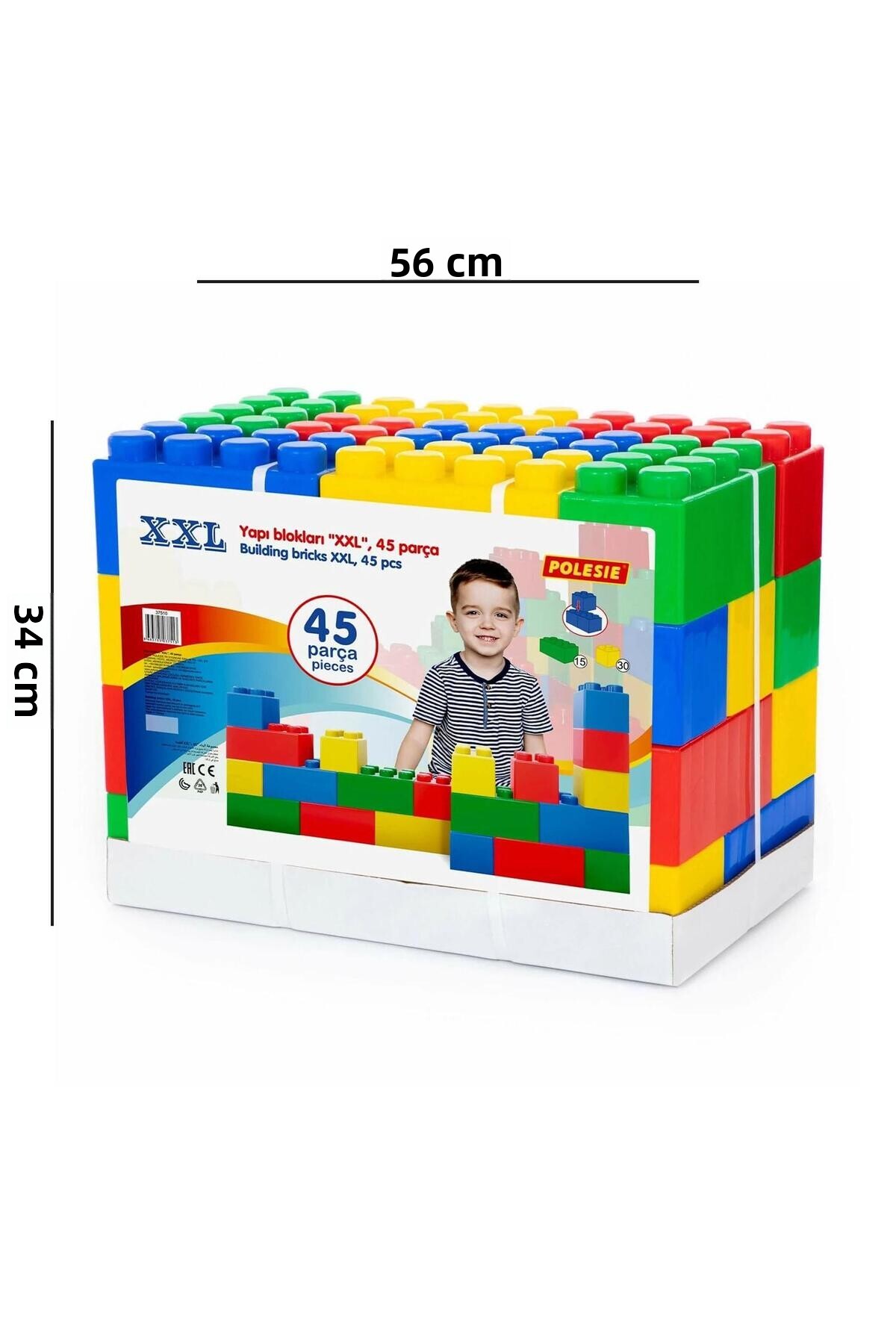 بلوکهای ساختنی XXL – ۴۵ تکه، اسباببازی آموزشی رنگارنگ