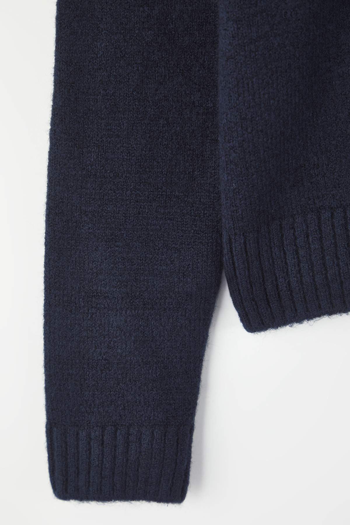 Trendyolmilla  Lacivert Fermuarlı Yün Karışımlı Dik Yaka Yumuşak Dokulu Triko Hırka TWOAW26HI00027 - Görsel 7