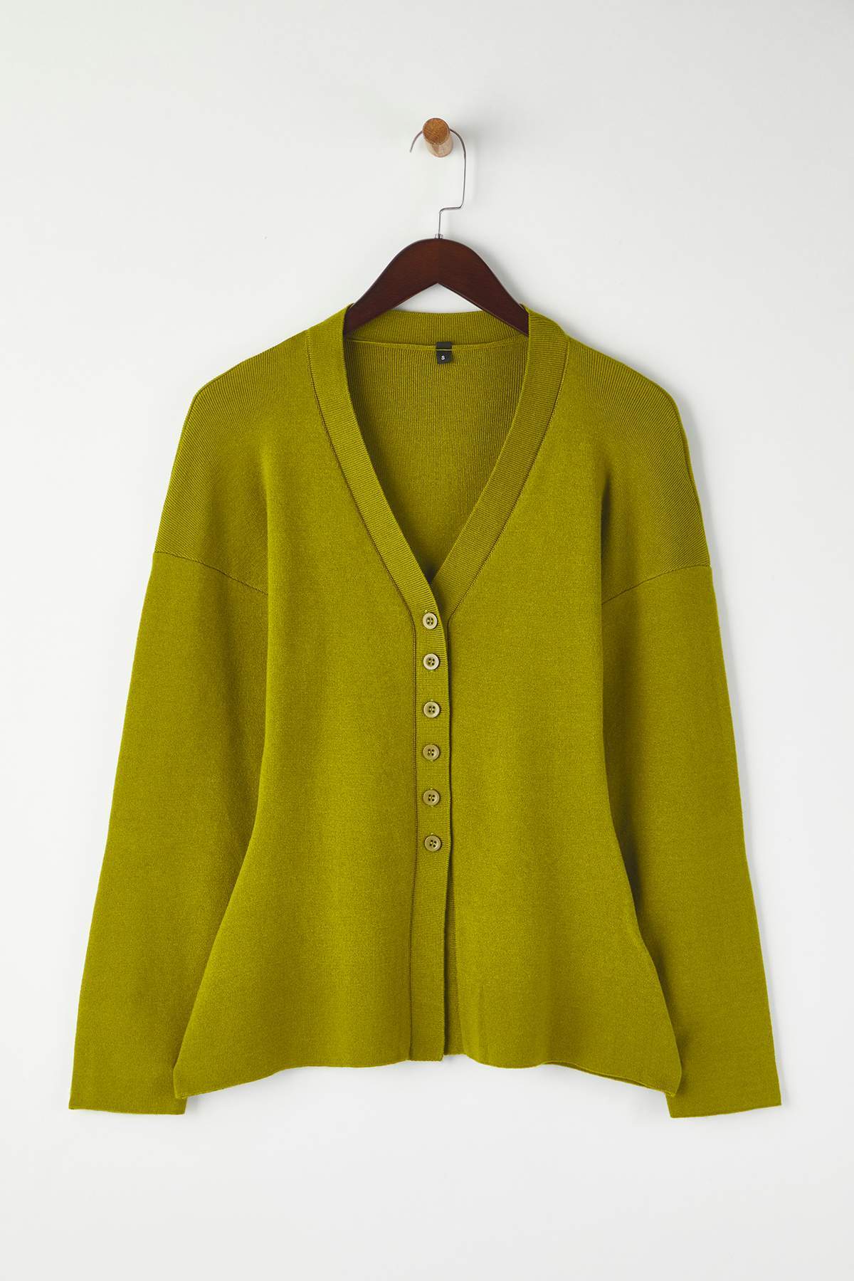 Trendyolmilla  Yağ Yeşil V Yaka Merserize Görünümlü Premium İplik/Özel İplik Triko Hırka TWOAW26HI00079 - Görsel 5