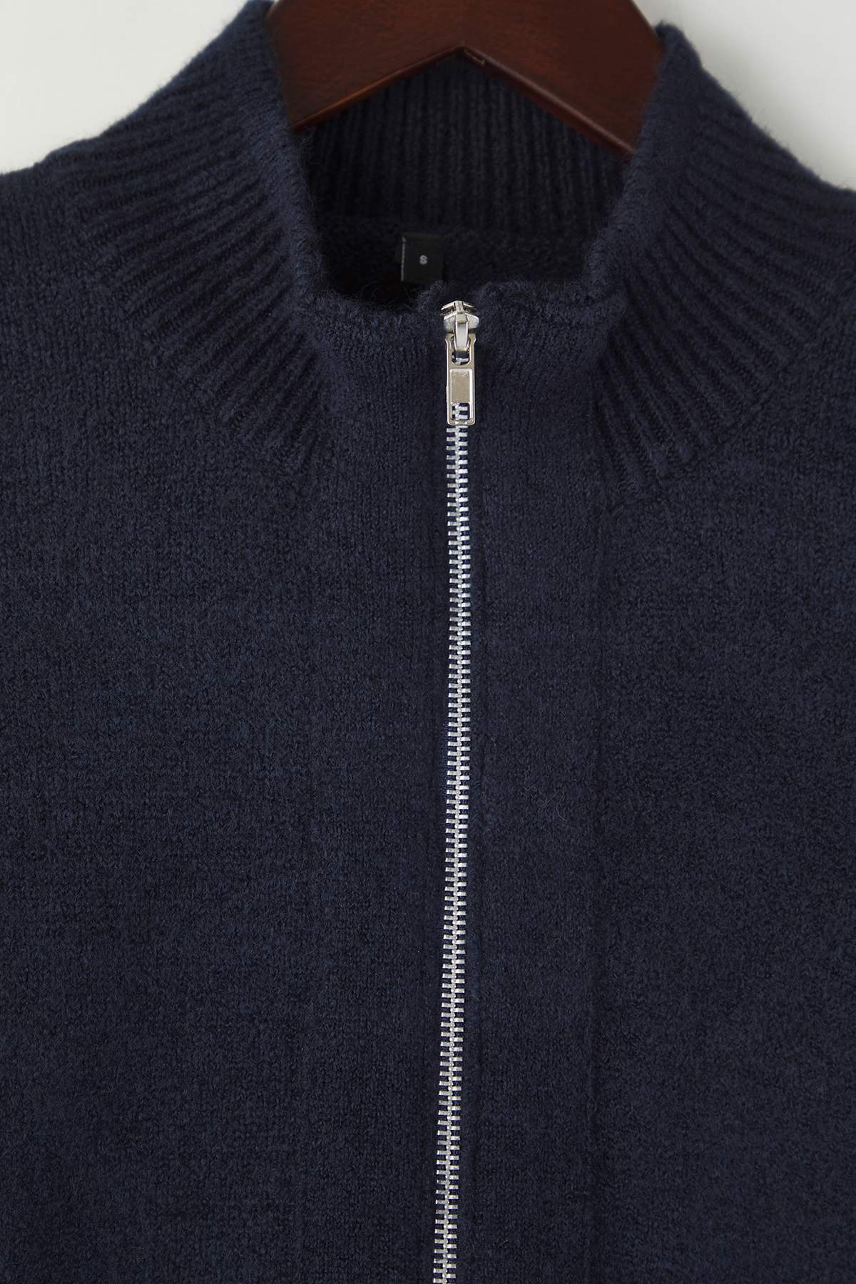 Trendyolmilla  Lacivert Fermuarlı Yün Karışımlı Dik Yaka Yumuşak Dokulu Triko Hırka TWOAW26HI00027 - Görsel 6