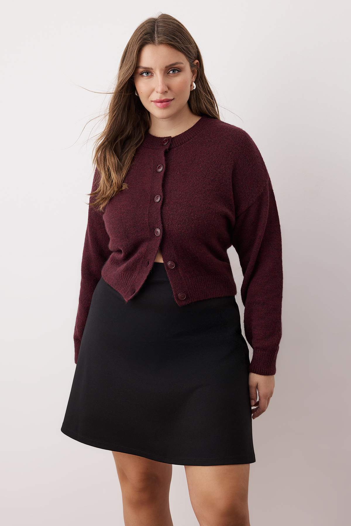 Trendyolmilla  Siyah Kısa Örme Büyük Beden Etek TBBAW26AZ00024 - Görsel 2