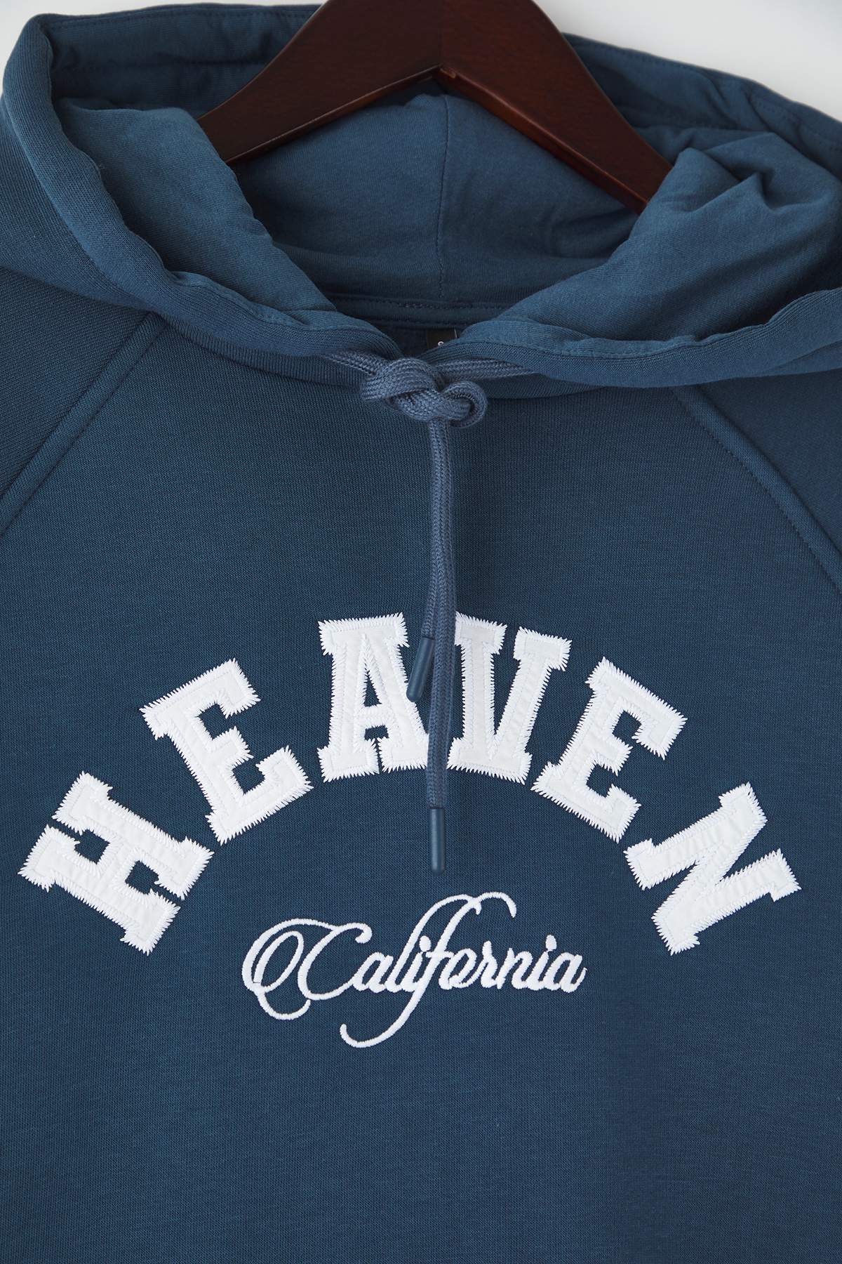 Trendyolmilla  Teen Petrol Slogan Nakışlı Oversize/Geniş Kalıp Kapüşonlu Örme Sweatshirt TWOAW26SW00175 - Görsel 6