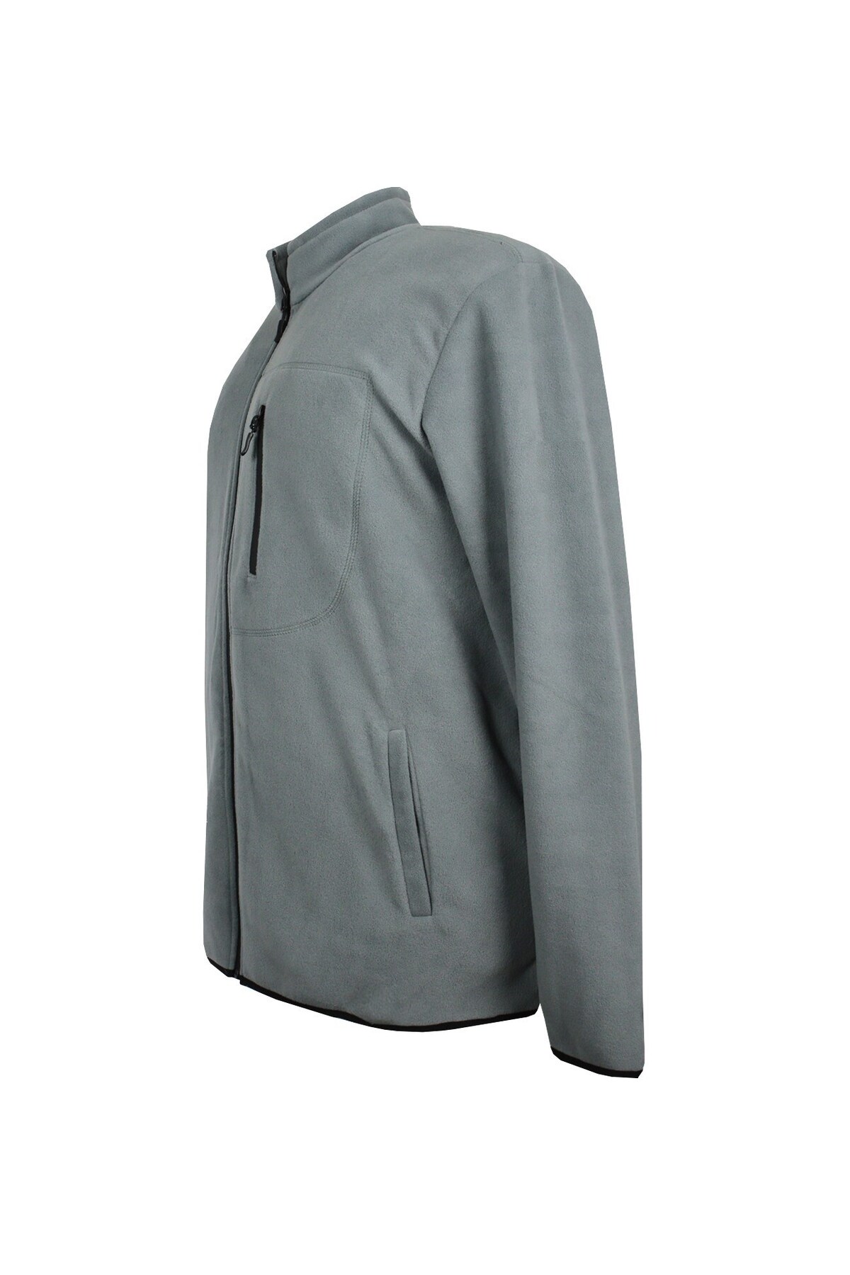 marufshop Büyük Beden Fermuarlı Polar Sweatshirt Gri görsel 2