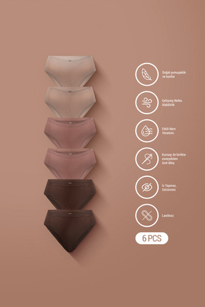 AUW Hissedilmeyen Kalıp Özel Dikiş Basic Kadın High-Leg Bikini Külot Modal Pa...