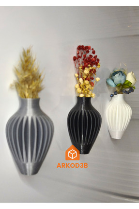3B tasarım 3'lü Set Tombik Vazo Magnetli Dekorasyon Ürünleri Buzdolabı Süsü E...