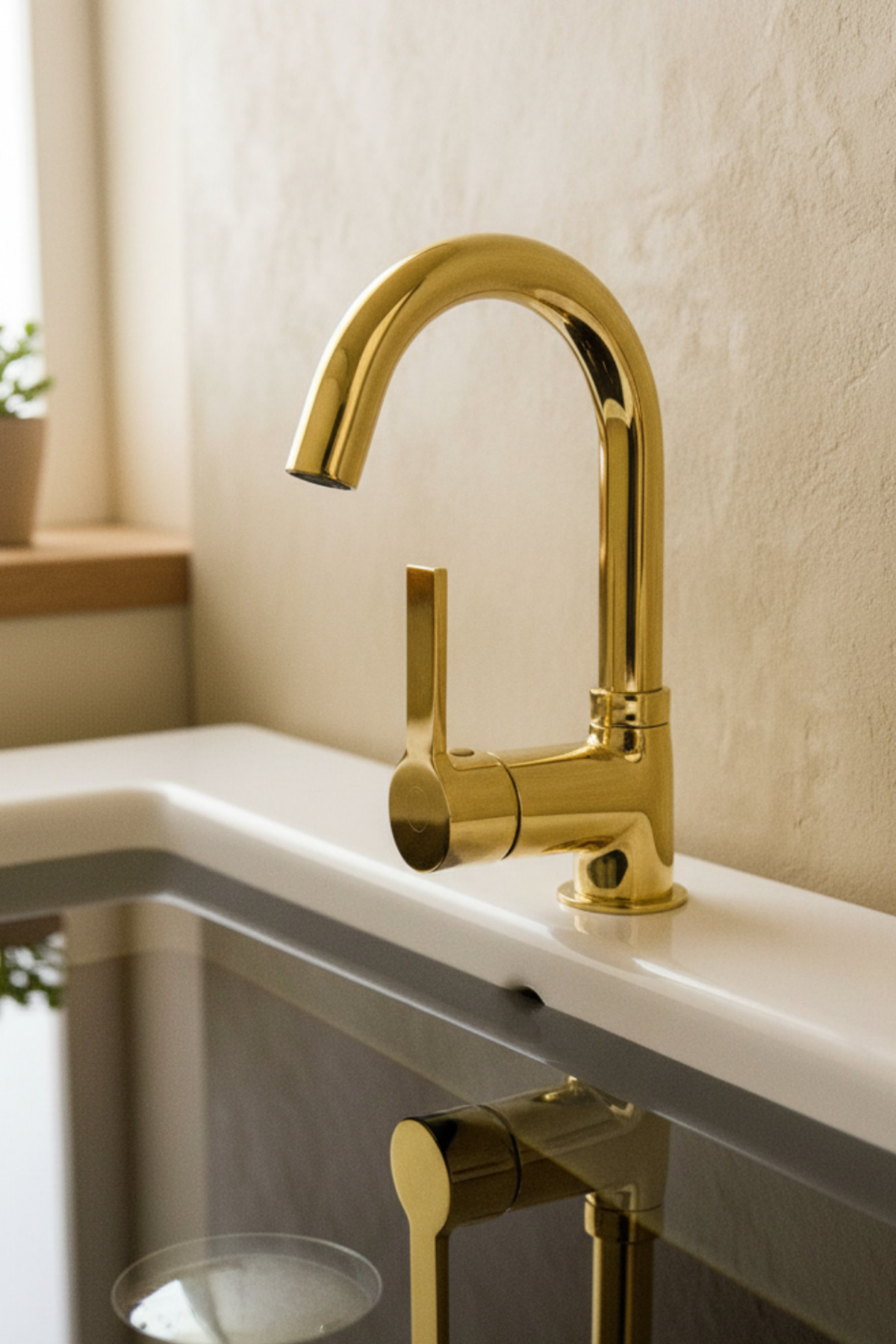 Doğan Press Gold Lüks Mix Kuğu Aç-Kapa Lavabo Bataryası Musluk