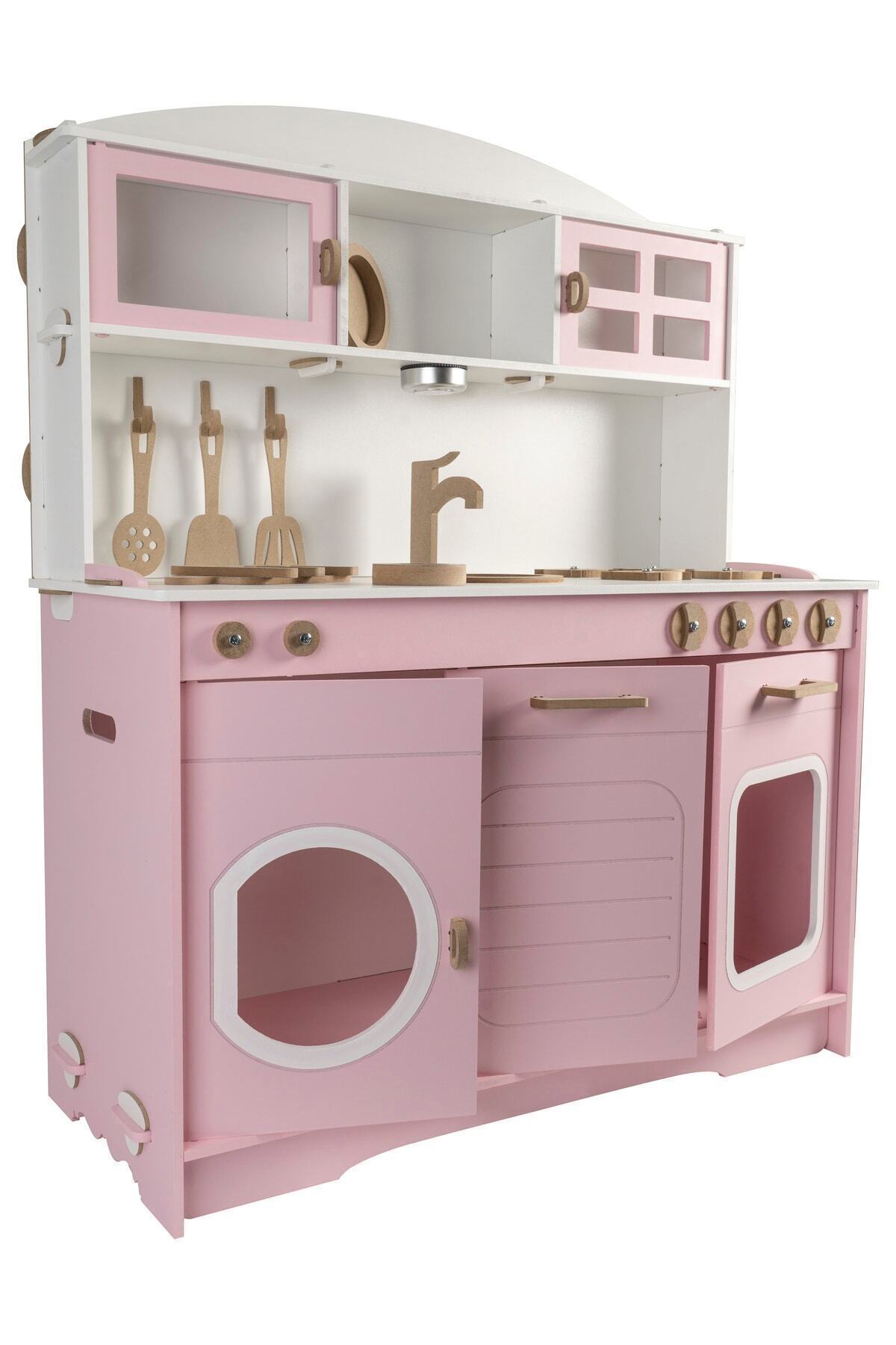 HOBBY HOUSE Ahşap Montessori Çocuk Mutfak Seti Bebek Pembe LED Işıklı fotoğrafı 2 (önizleme)