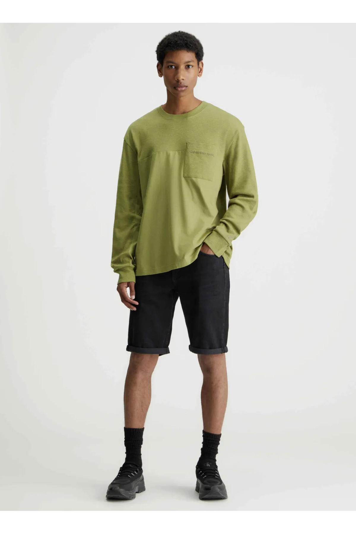 کلوین کلاین شلوارک جین مردانه، کمر معمولی، مشکی، J30J3248721BY