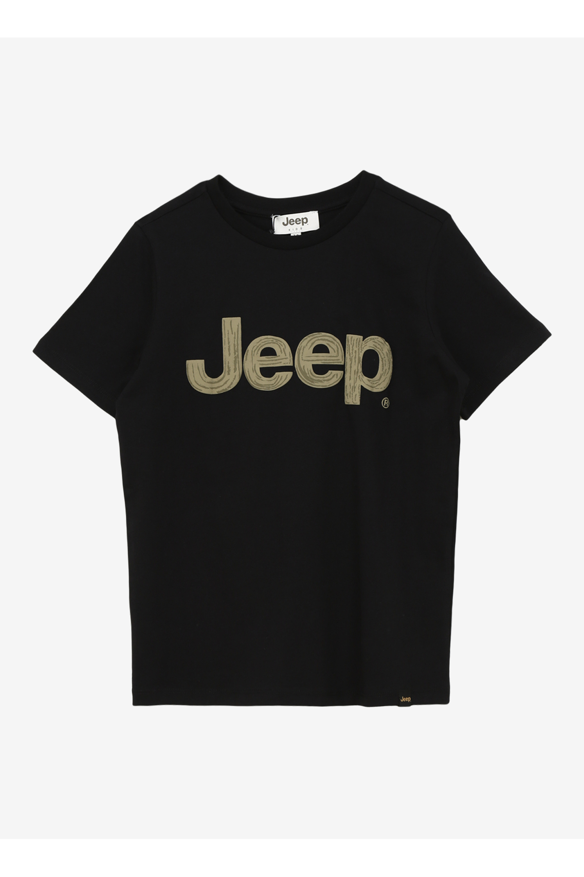 Jeep Siyah Erkek Çocuk Bisiklet Yaka Oversized Baskılı T-Shirt