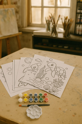 Edu&Hobby 20x25 Cm 6 Adet Mukavva Tuval Hobi Boyama Seti-Mini Çocuk Tuval San...