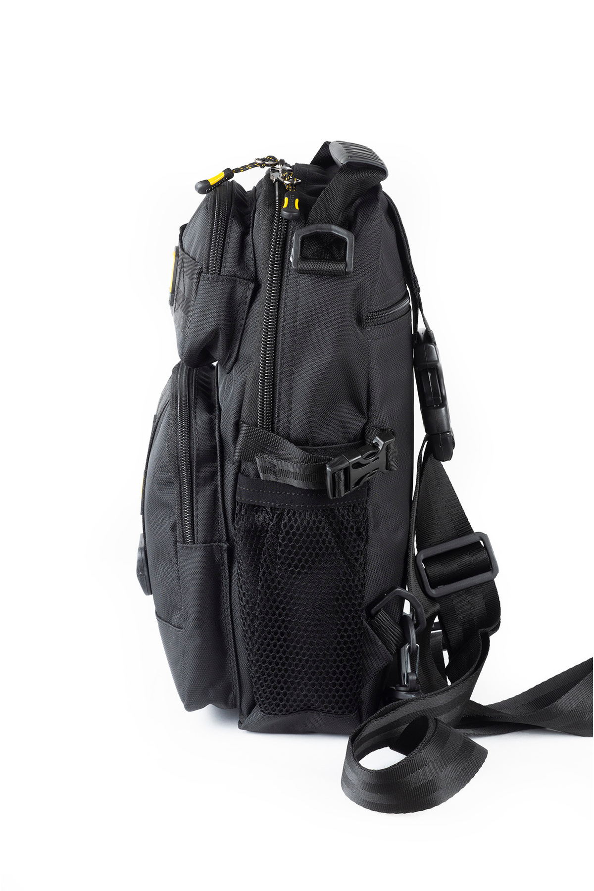 İMAKS  Çokgözlü İmperteks Kumaş Günlük Sırt Çapraz Göğüs El ve Omuz Çantası Unisex Siyah Sarı Body Bag 912 - Görsel 5