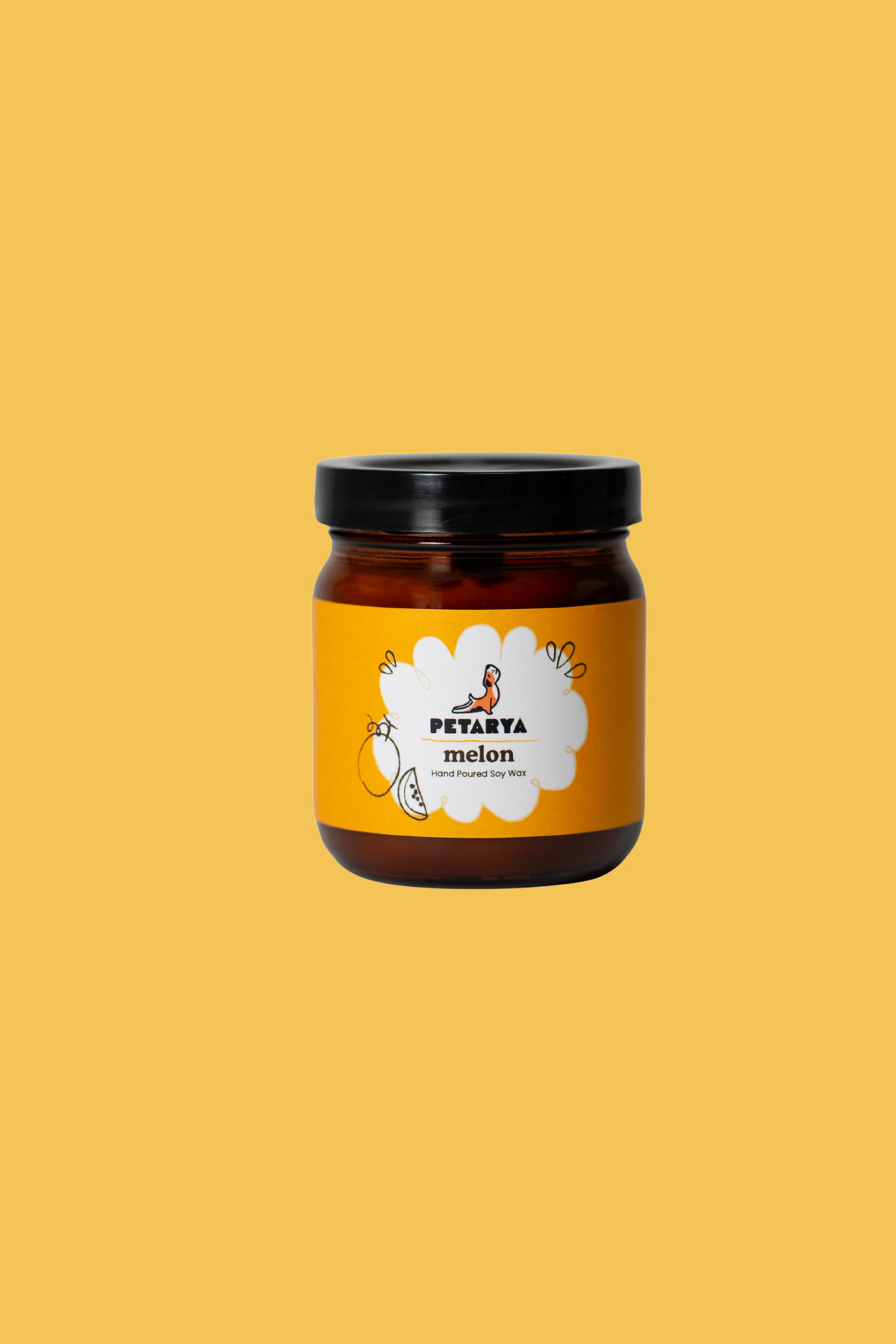 Melon Scented Decorative Scented Candle (Soy Wax) Amber Bottle Bamboo Wick