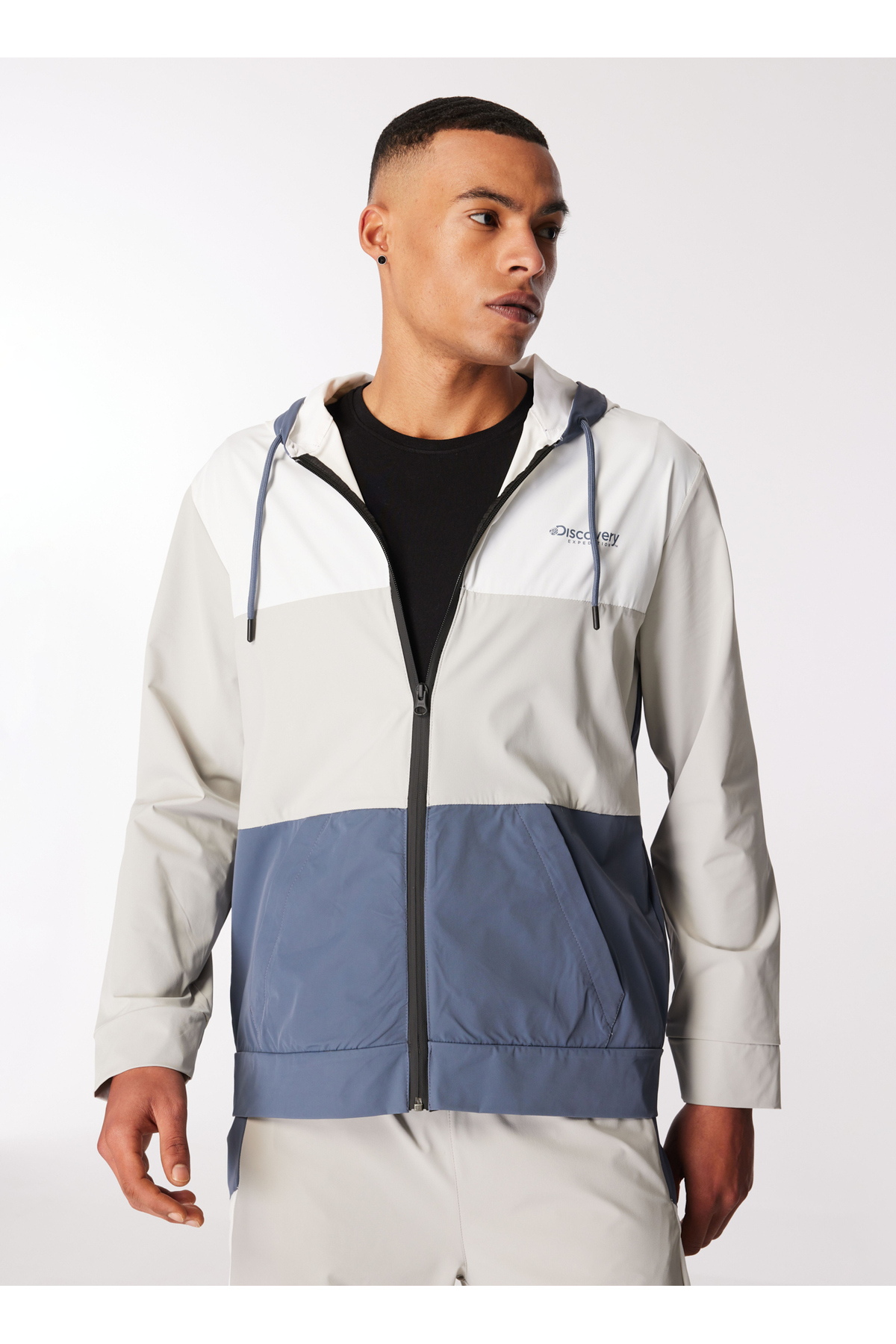 Discovery Expedition Antrasit Erkek Kapüşonlu Relaxed Blok Su İtici Sweatmont D4SM-SWT3284 görsel 2