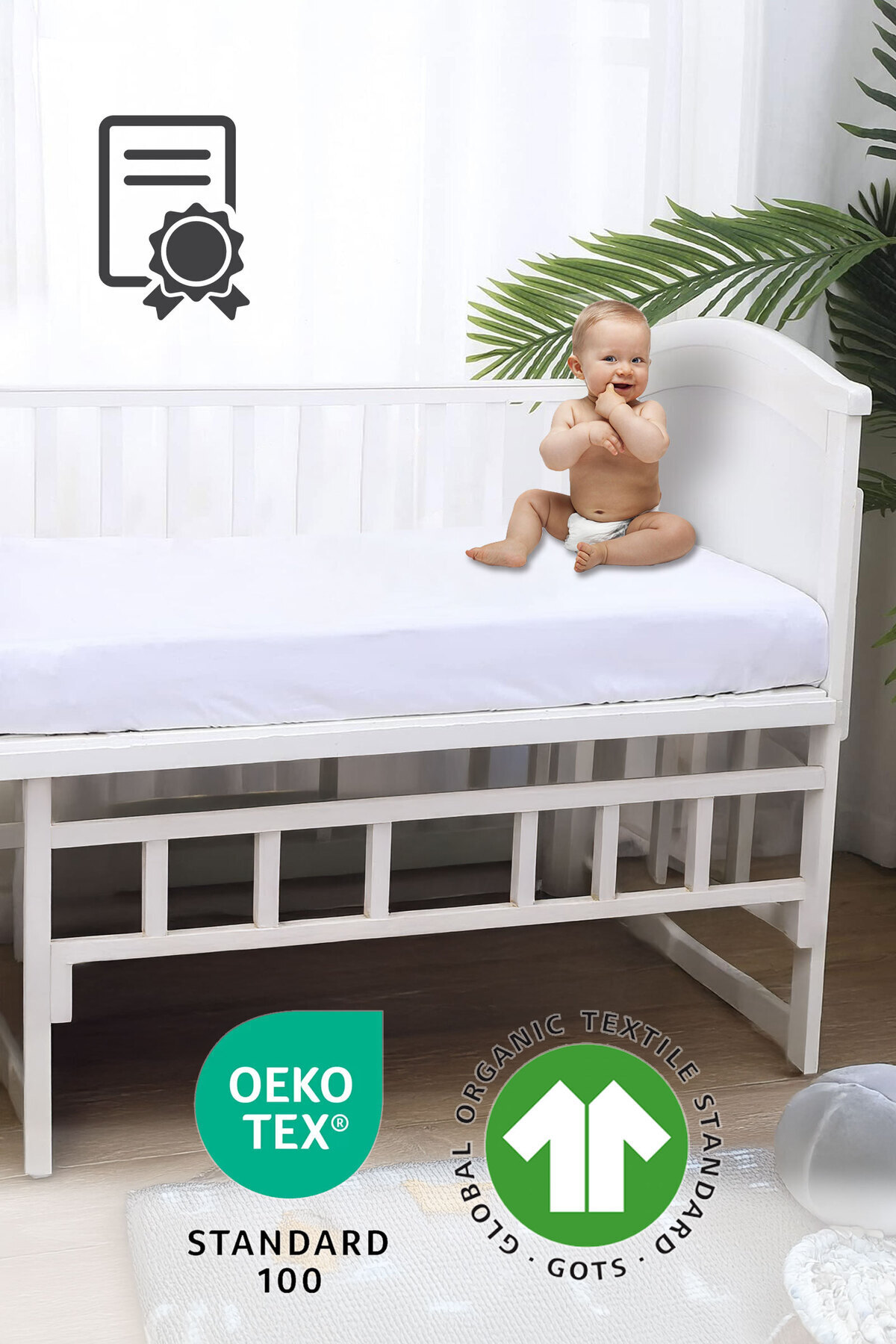 Vionel Home %100 Pamuk Penye, Lastikli Bebek Çarşafı, Organik Pamuk, Anne Yanı, Park Beşik Çarşafı fotoğrafı 4 (önizleme)