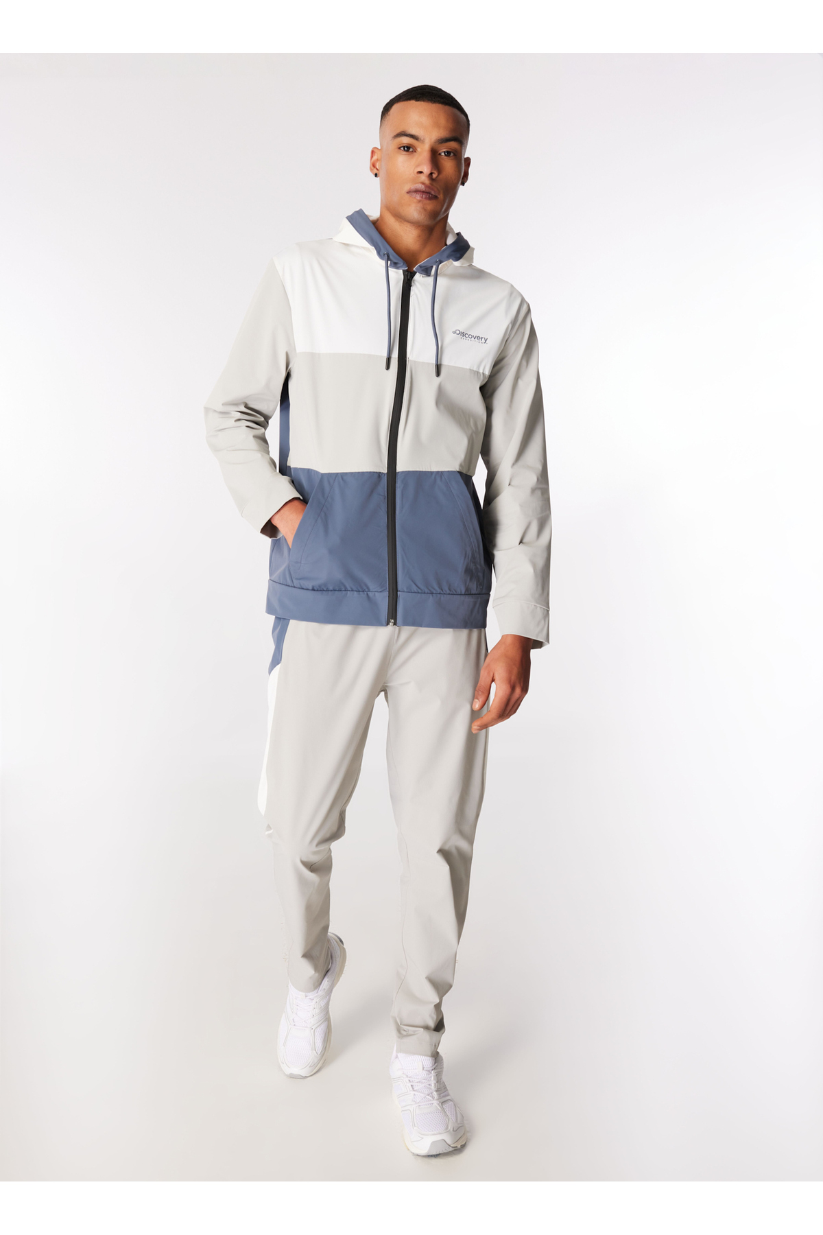 Discovery Expedition Antrasit Erkek Kapüşonlu Relaxed Blok Su İtici Sweatmont D4SM-SWT3284 görsel 5