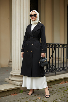 Zeneva Collection Siyah - %100 Pamuk Ekstra Uzun (120cm) Tam Kalıp Kadın Tese...