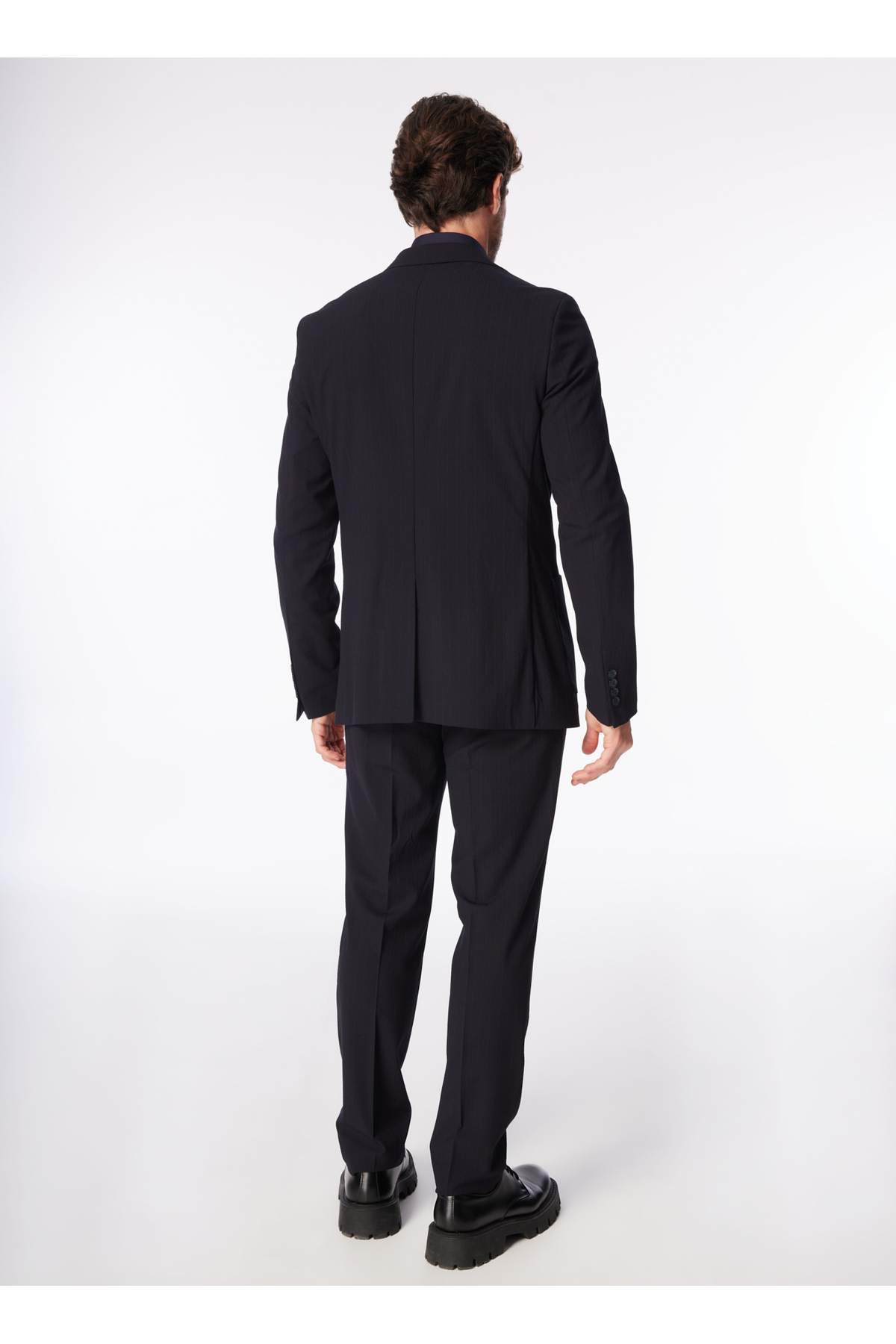 کت و شلوار باریک مردانه تک یقه آبی ناوی F4SM-TKM 0361 — سرمه‌ای 5003085557 — تصویر 7 از 7