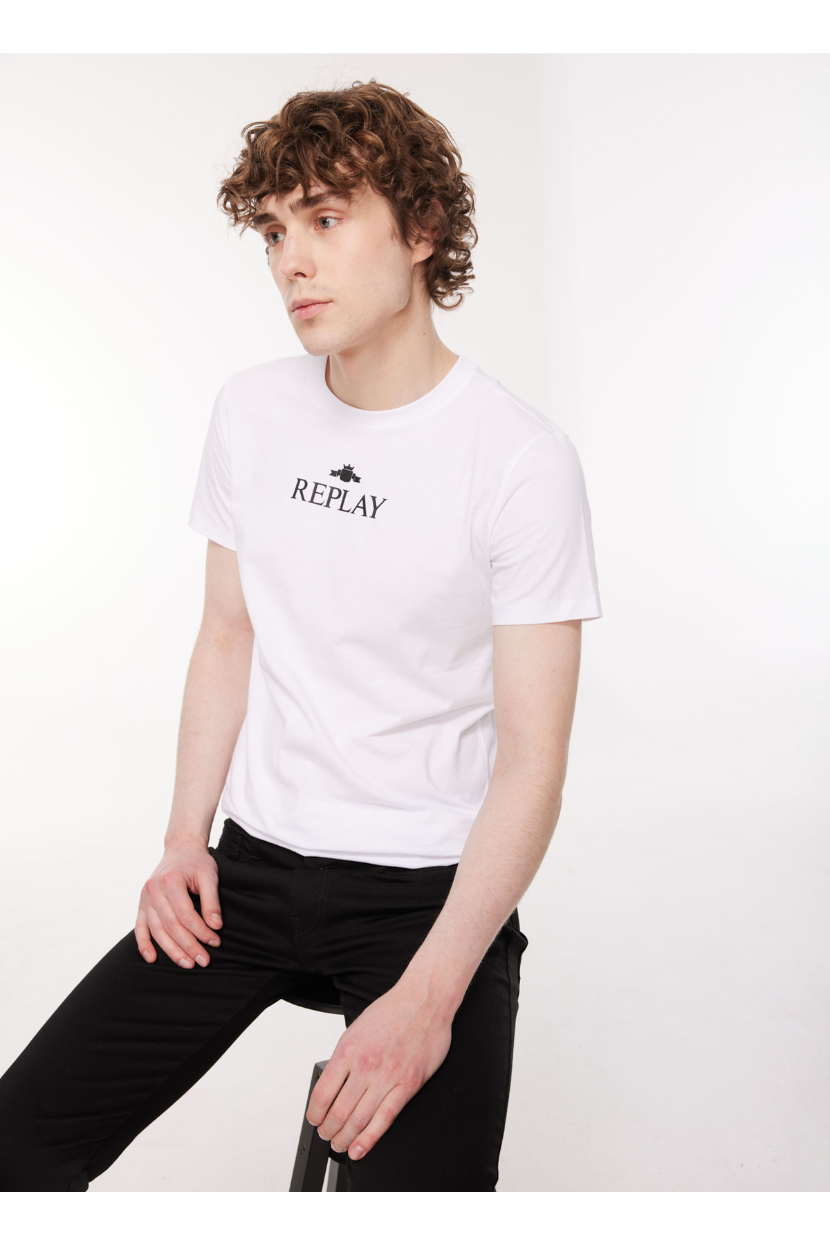 ریپلای تی‌شرت مردانه یقه گرد سفید ساده M6473 001 سفید