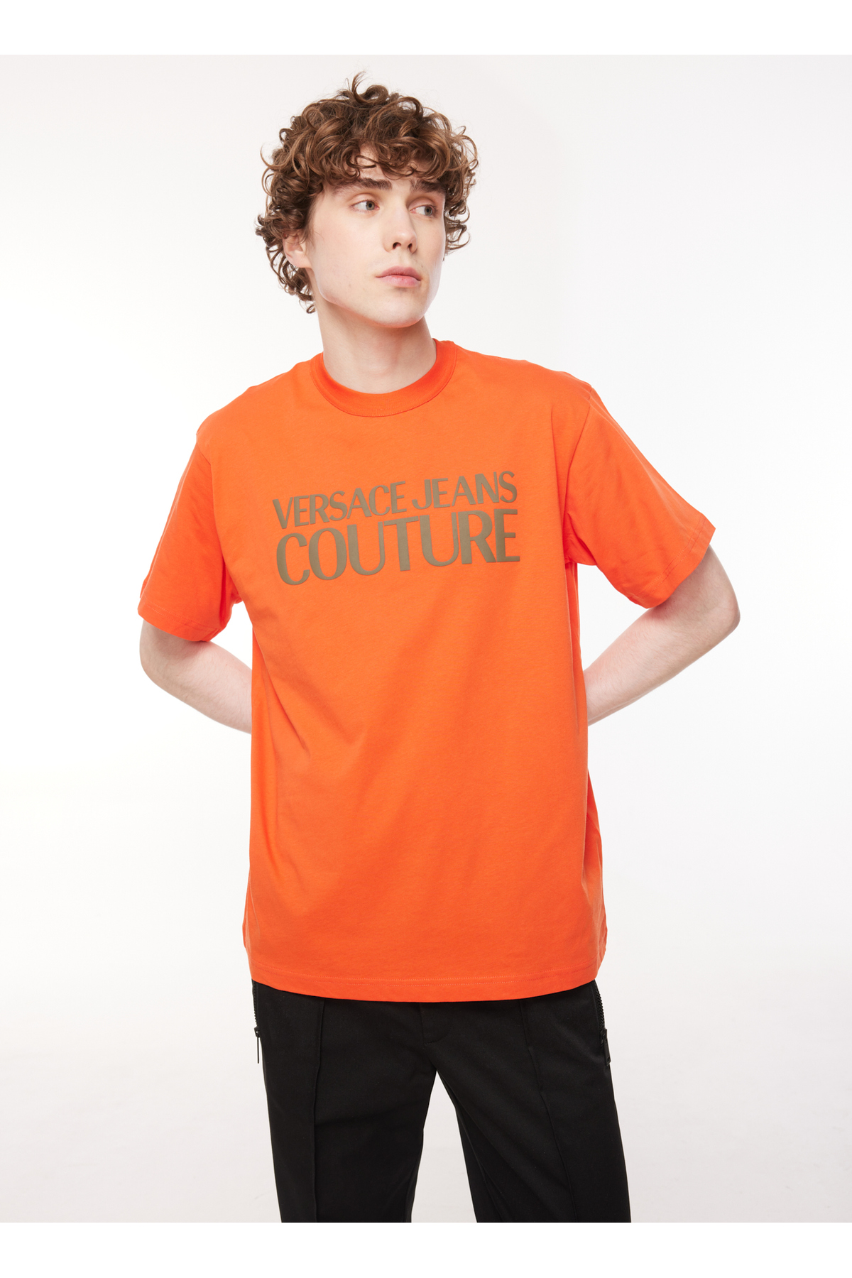 VERSACE JEANS COUTURE Bisiklet Yaka Turuncu Erkek T-Shirt