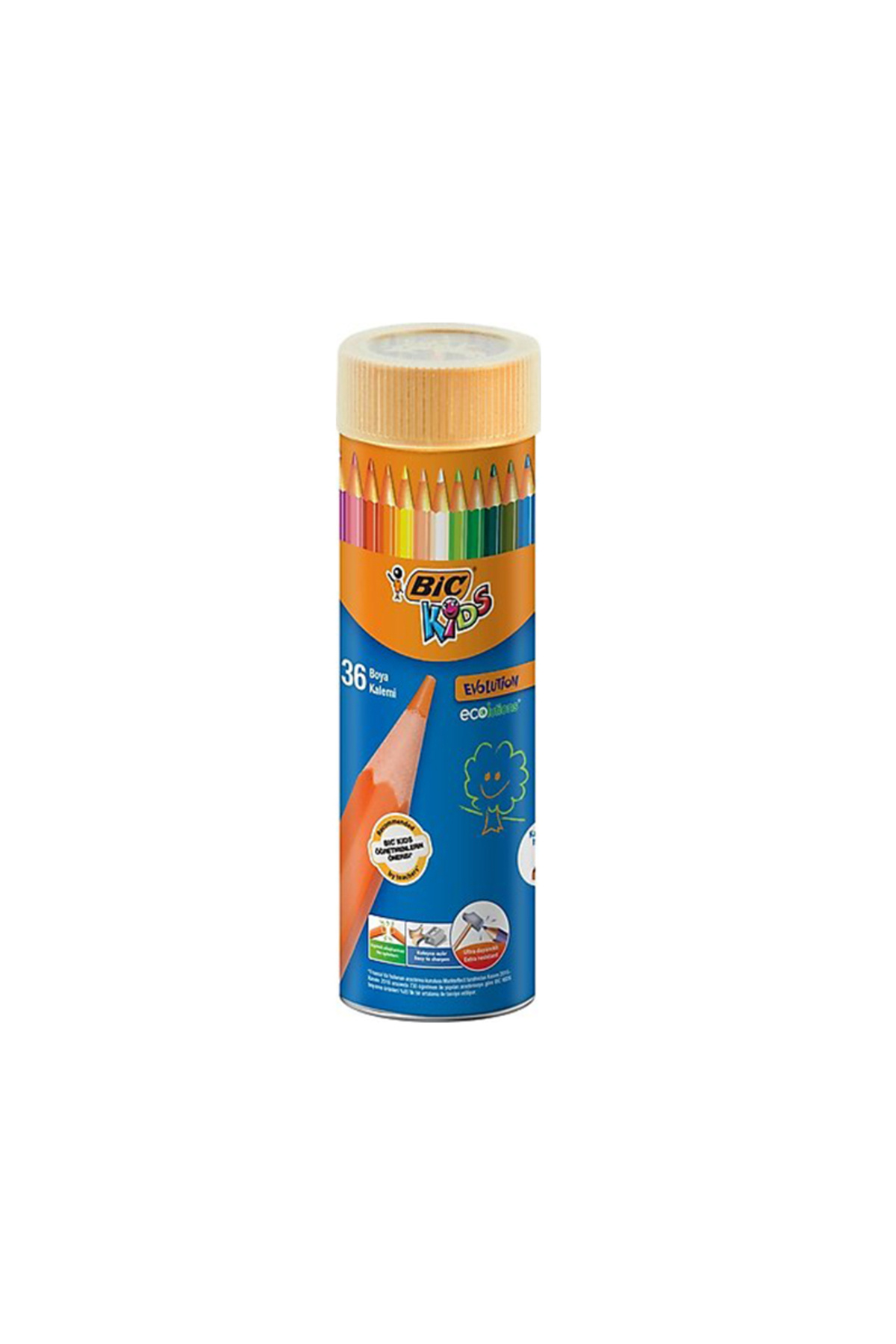 Bic Unisex Çocuk Kids Evolution Kuru Boya Kalemi 36'lı Metal Tüp