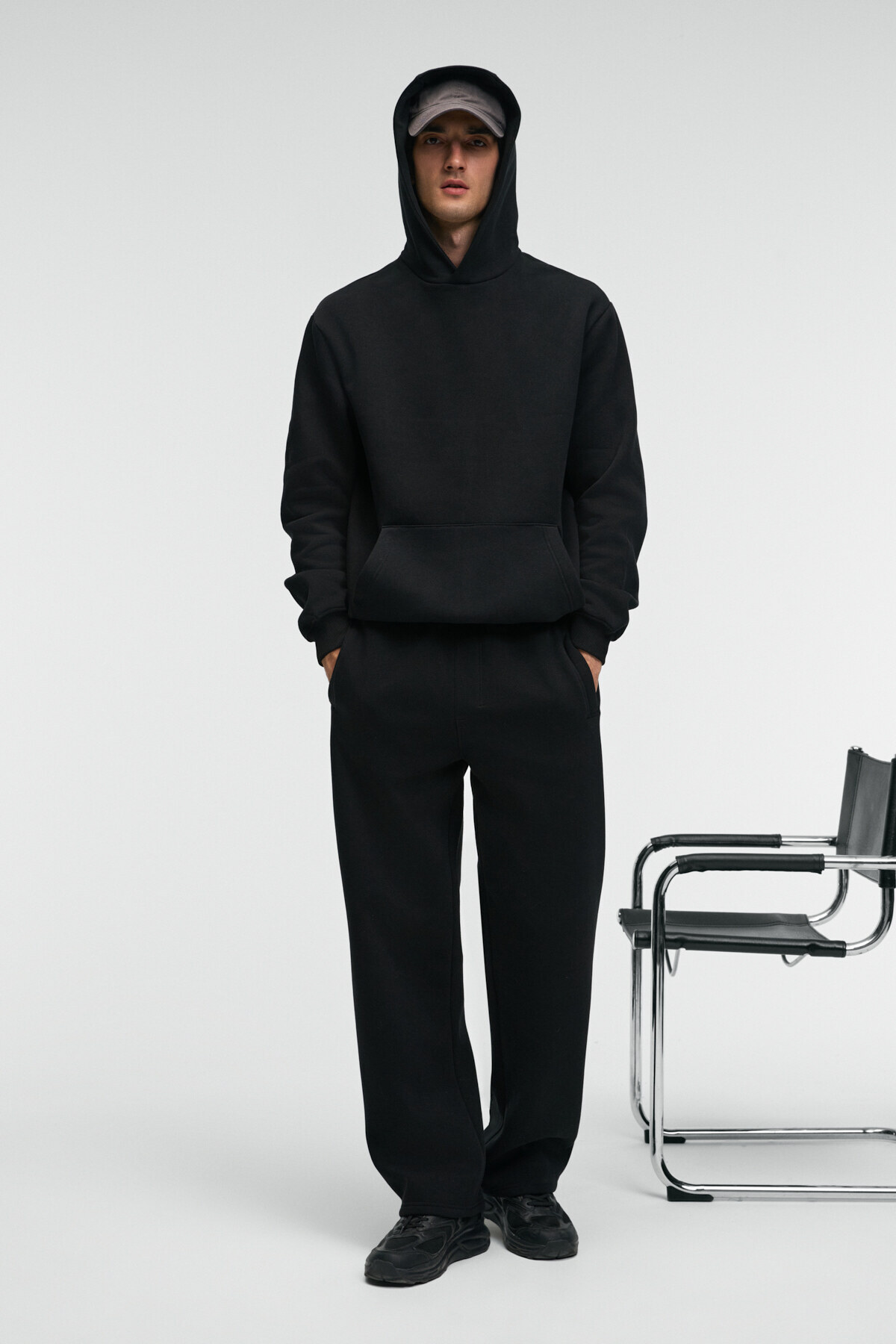 GRIMELANGE  BENSON Erkek Kordonlu Lastikli Bel Relaxed Fit Siyah Eşofman Altı - Görsel 2